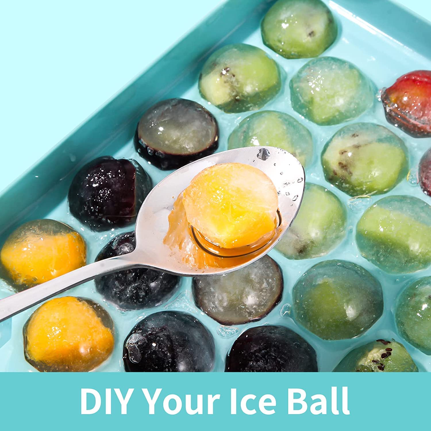 mciskin Mini Ice Cube Tray Balls - 2 Pack Round Ice Ball Maker Mold with Lid for Freezer | Perfect for Cocktails, Whiskey, Tea & Coffee | Ideal for Home Bars, Parties & Beverage Chilling