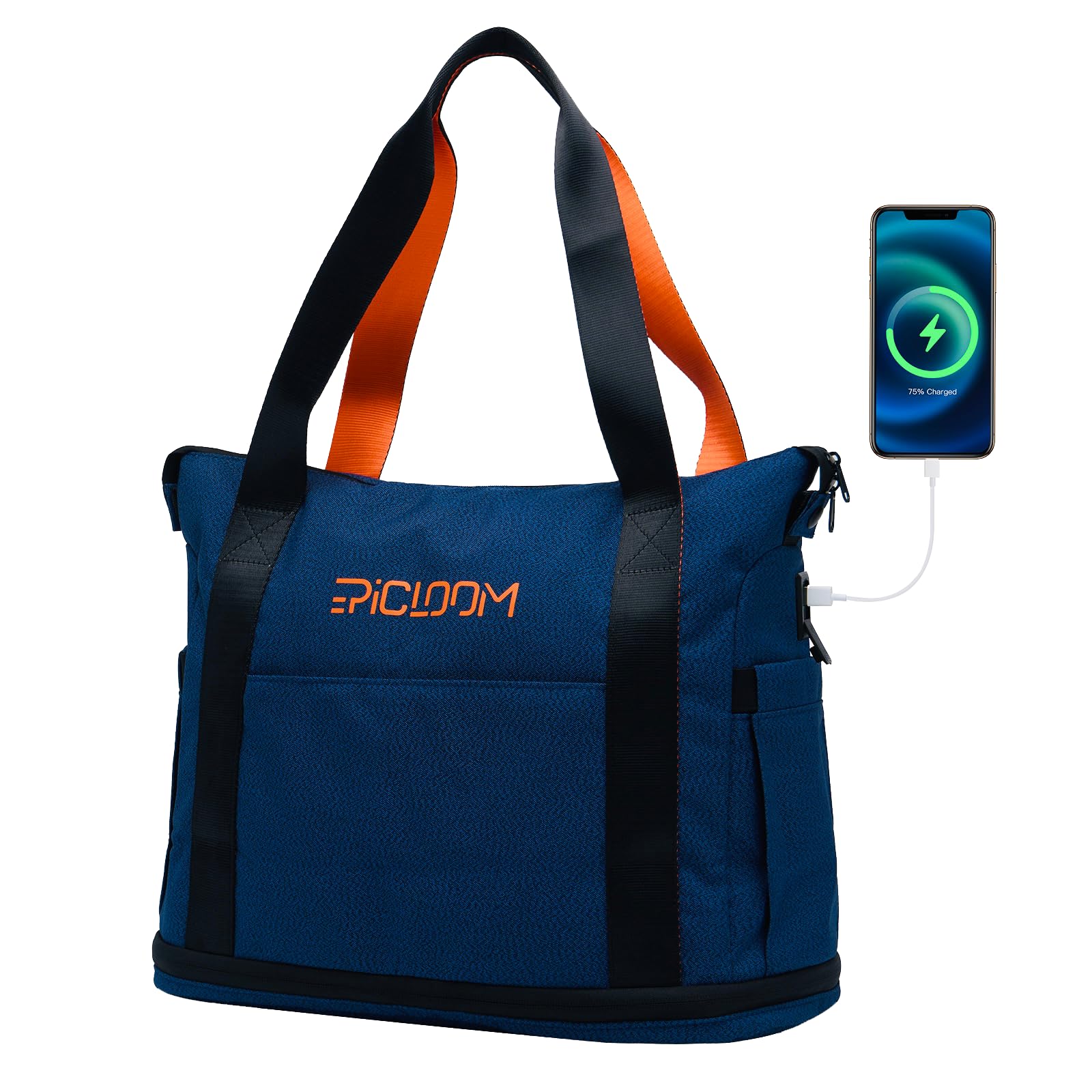 Stylish Durable Tote Bag for Men & Women - 15.6 Inch Laptop Travel Duffel Bag with USB Charging Port - Perfect for Work, Gym, Overnight Trips & Weekend Getaways