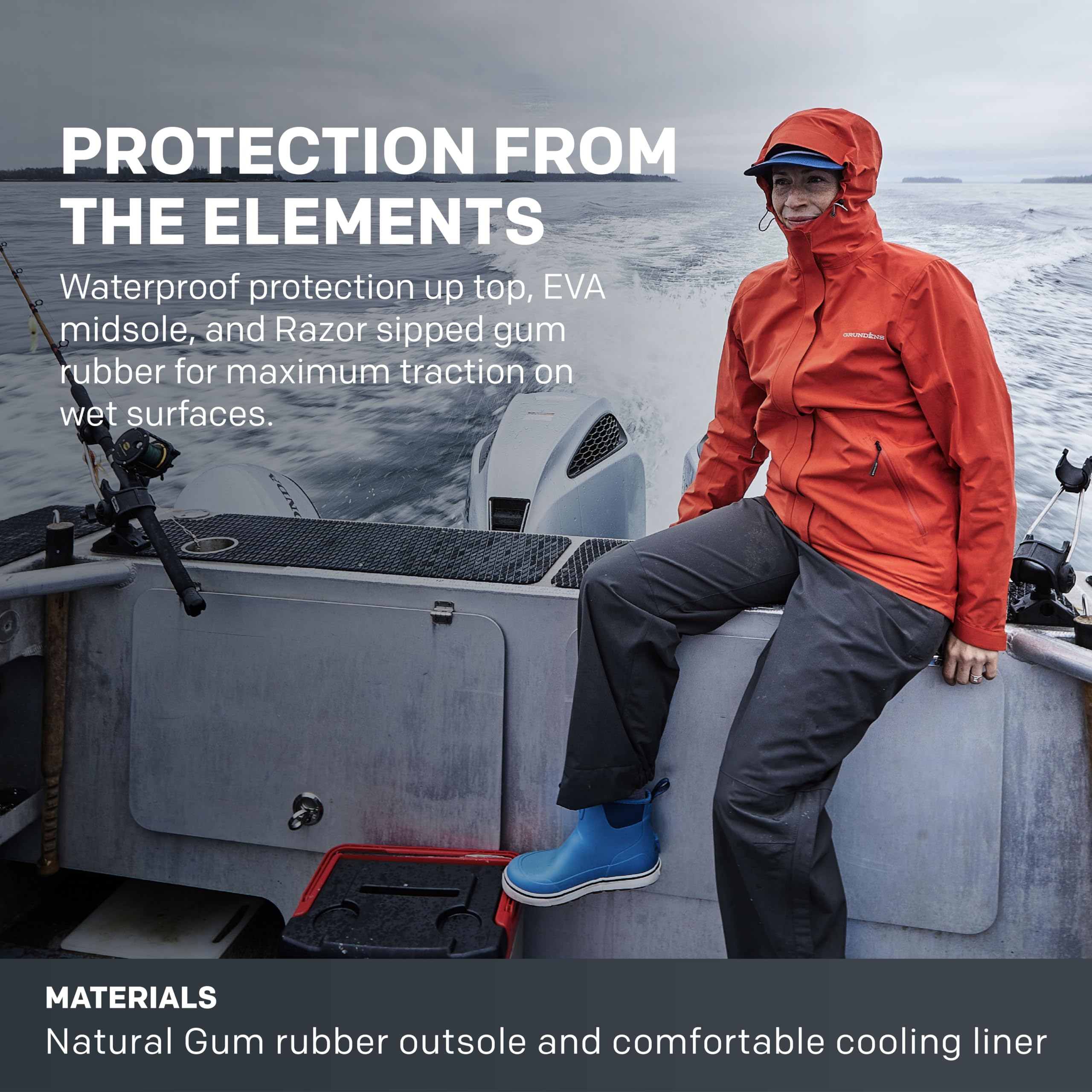 Grundens Women's DECK-BOSS Waterproof Ankle Boot - Non-Slip Fishing & Outdoor Work Boots for Women - Perfect for Boating, Hiking and Wet Conditions