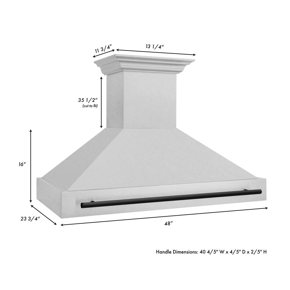 ZLINE Autograph Edition 48 Inch Stainless Steel Wall Mount Range Hood with Accent Handle (8654SNZ 48) - Professional Kitchen Ventilation for Modern Homes