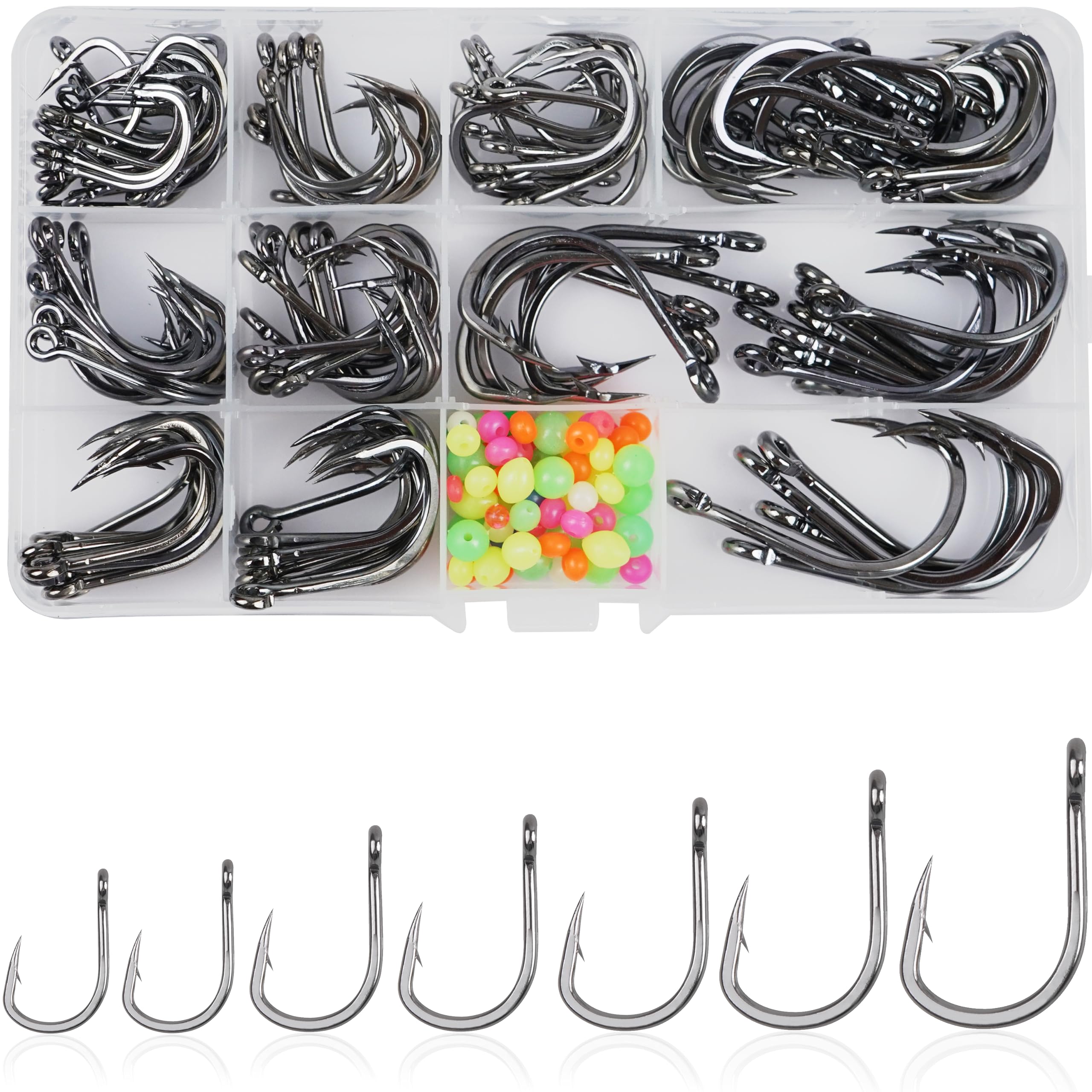 Stainless Steel Saltwater & Freshwater Fishing Hooks - 2X Strong Sharpened Circle Hooks for Live Bait, Ocean & Lake Fishing | Durable Assist Hooks for Bass, Trout & Saltwater Species