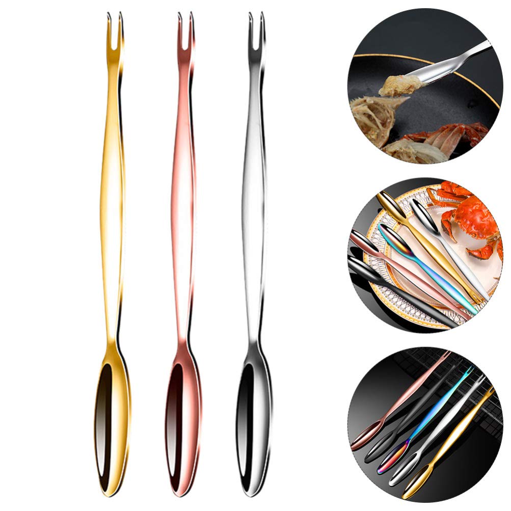Premium 3-Piece Stainless Steel Seafood Tool Set - Crab Crackers, Oyster Shucker & Lobster Picks - Rose Gold Shell Openers for Crab, Shrimp, Pecan & Cookies | Perfect for Seafood Lovers, Dinner Parties & Home Cooking