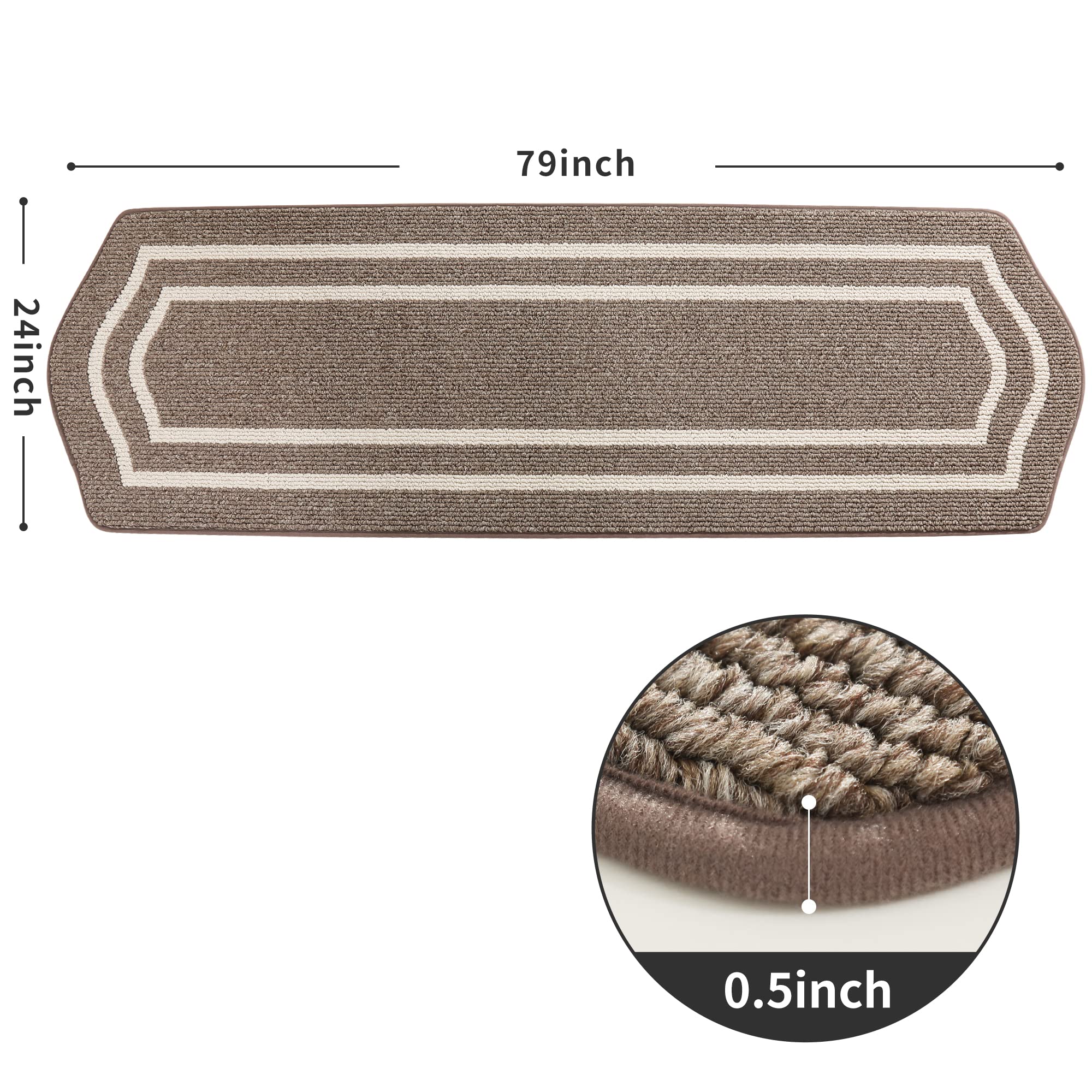 Non-Slip Super Absorbent Kitchen Floor Mat 24x79 Inch - Anti-Fatigue Standing Mat for Sink Area, Washable Polypropylene Rug with Frame, Brown | Perfect for Cooking, Dishwashing & Comfortable Standing