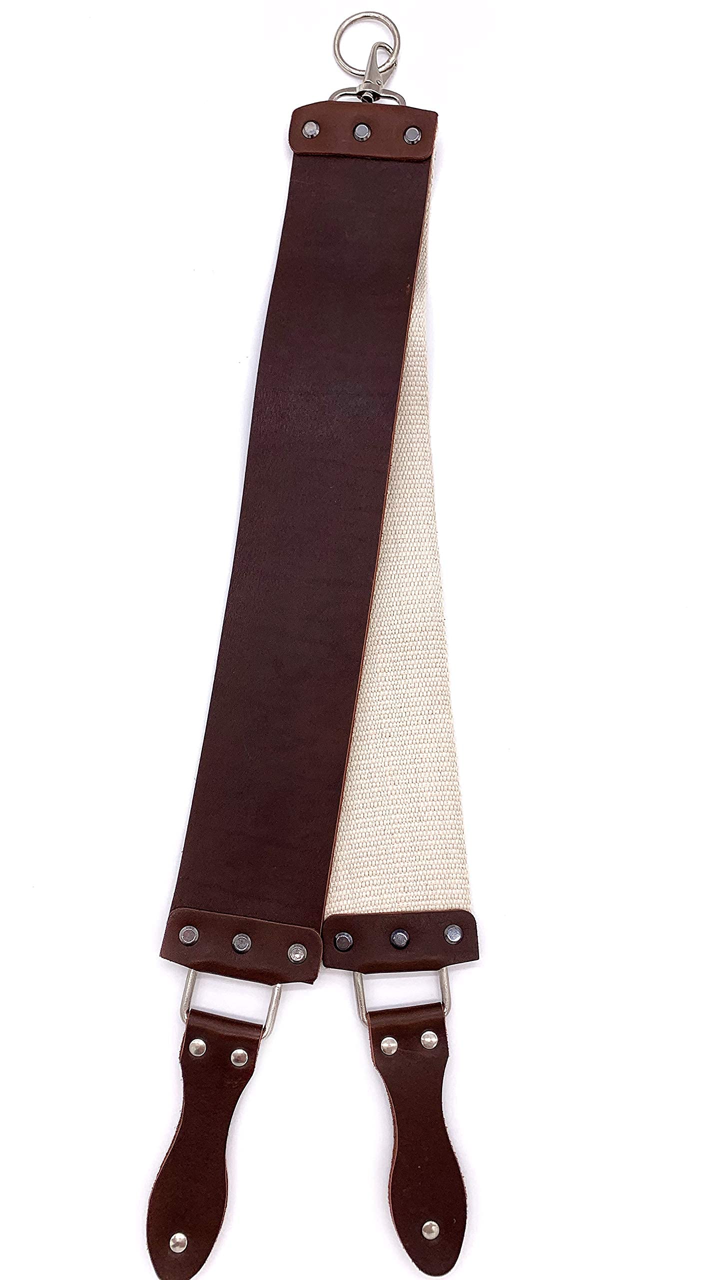 Premium Latigo Leather Razor Strop for Straight Razors - Dual Strap Barber's Strop for Sharpening & Honing - High Quality Brown Leather Strop for Professional Shaving & Grooming - Perfect for Barbershops & Home Shaving Kits