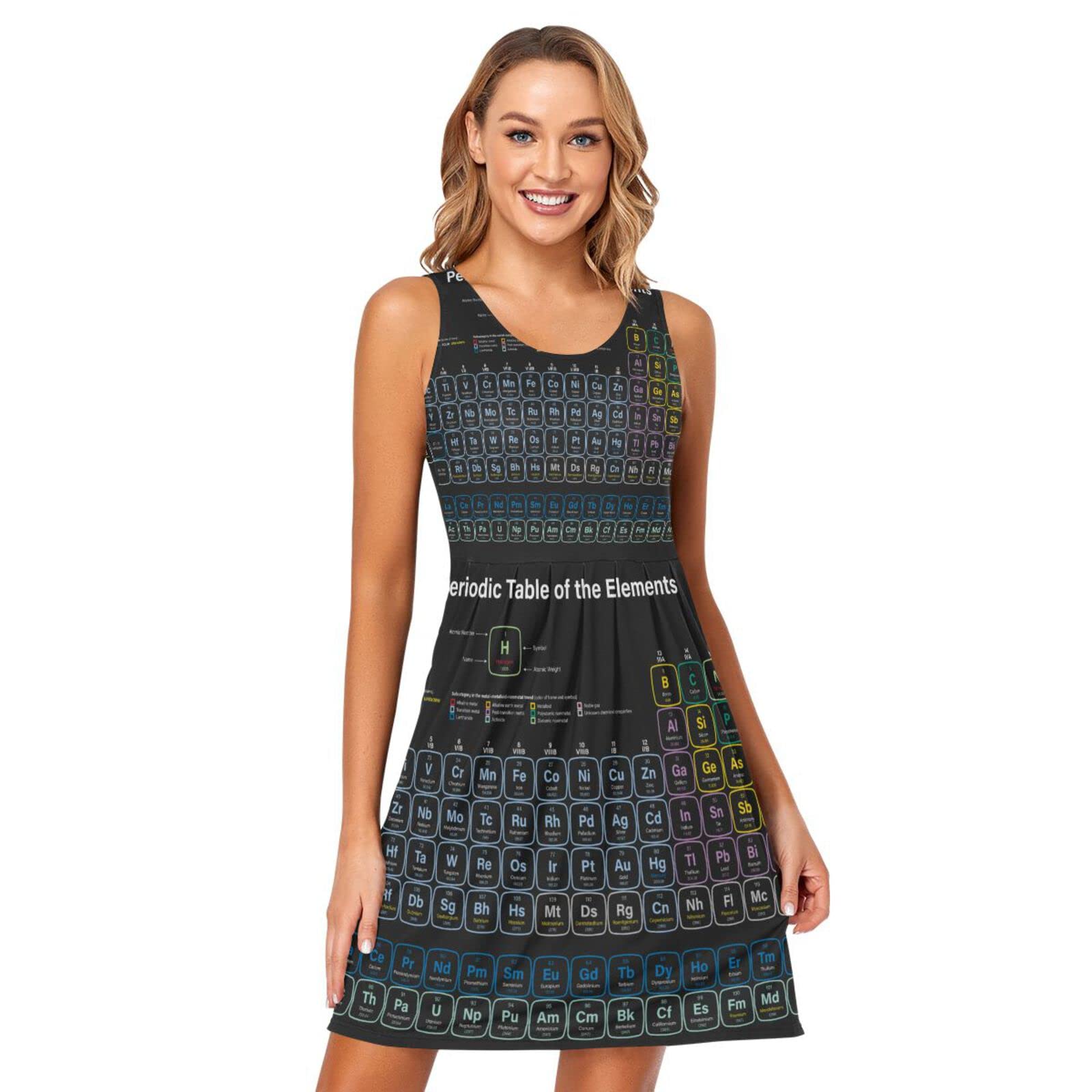 Women's Sleeveless Floral Print Pleated Sun Dress with Pockets - Casual Summer Beach Dress for Vacation, Party & Outdoor Activities
