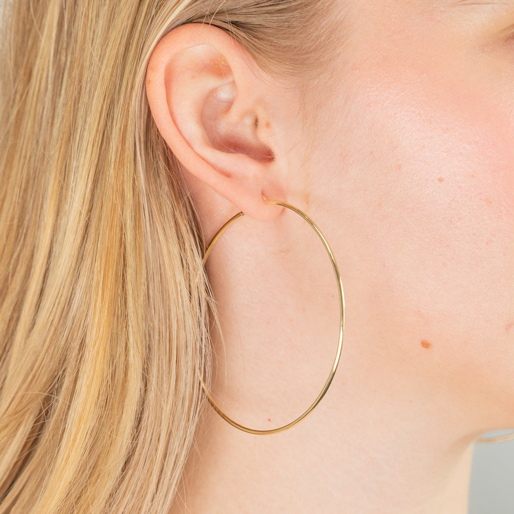9ct Yellow Gold 60mm Plain Hoop Earrings for Women - Classic Everyday Jewelry for Work, Party & Casual Wear