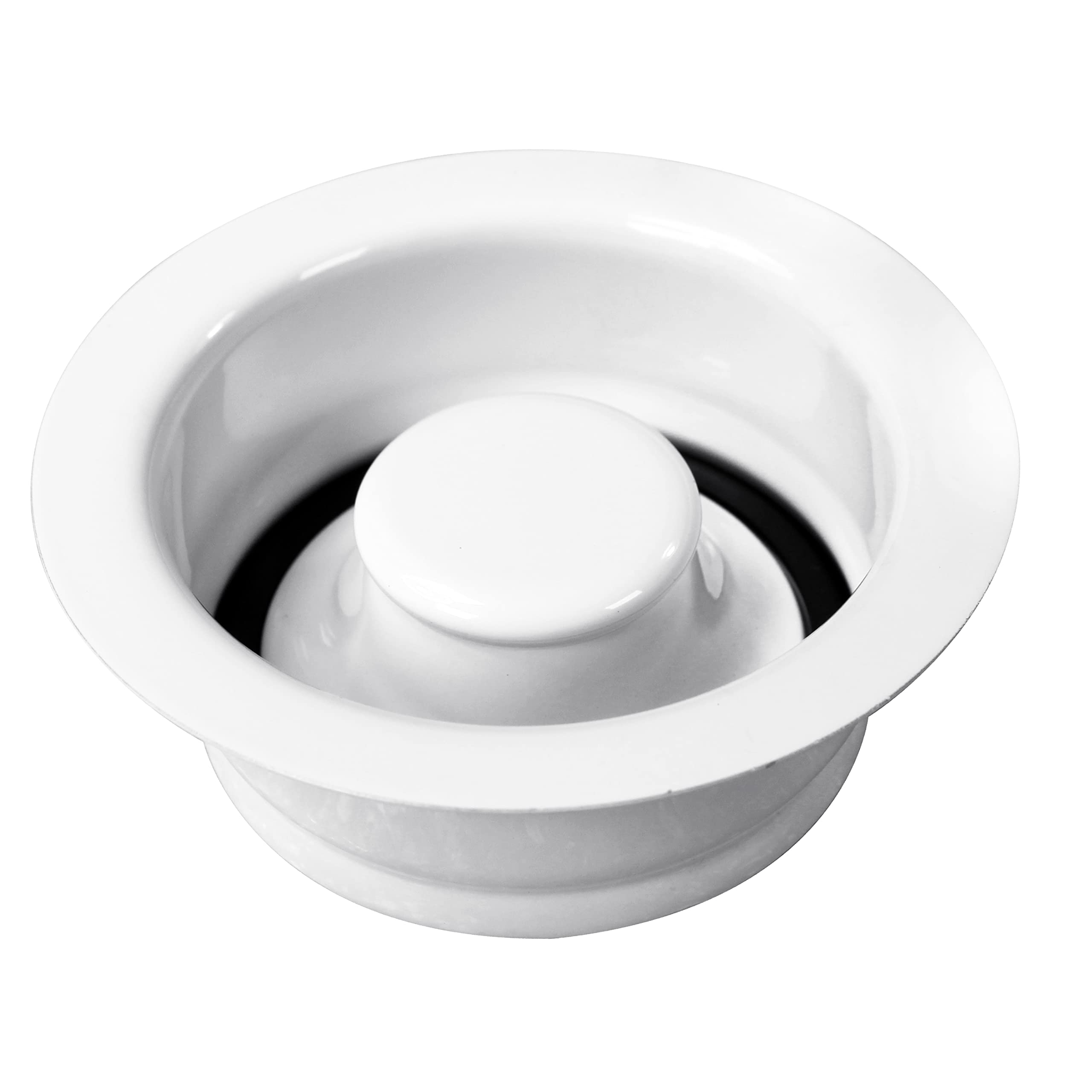 Westbrass D2089-50 White Powder Coated 3-Bolt Mount Waste Disposal Flange & Stopper - 1 Pack - Perfect for Kitchen Sink, Bathroom Drain, and Plumbing Installations
