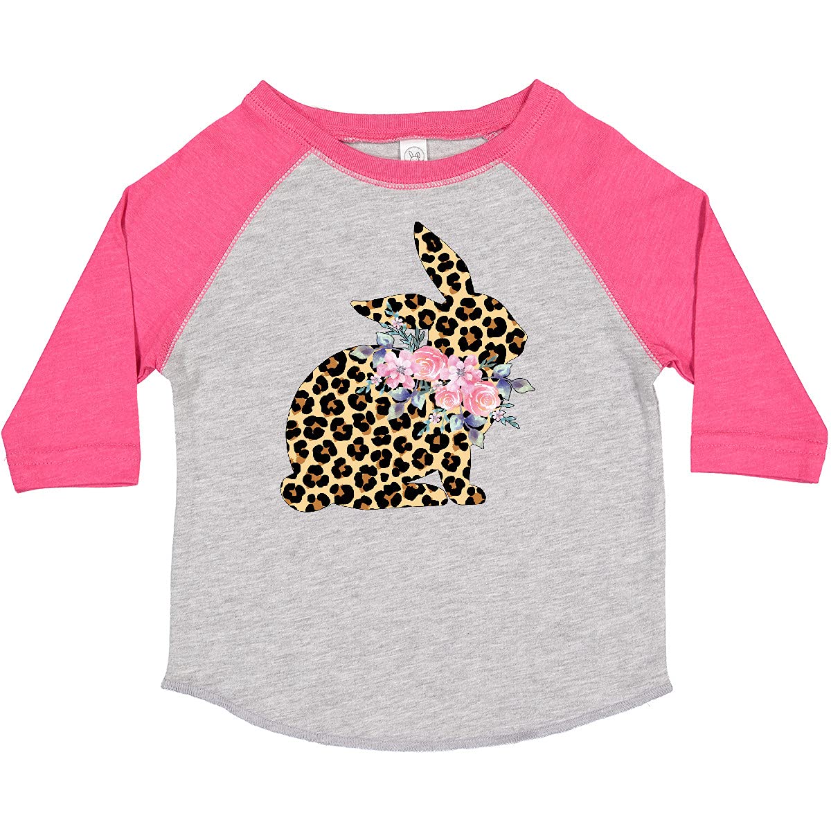 Inktastic Leopard Print Bunny Flowers Toddler T-Shirt - Cute Animal Graphic Tee for Boys & Girls - Soft Cotton Toddler Shirt for Playdates, Daycare & Family Photos
