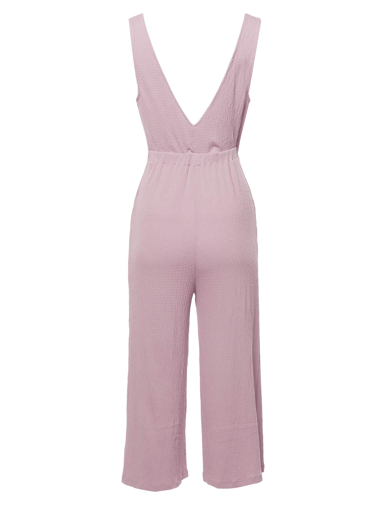 Emma Sexy V-Neck Front Self-Tie Knot Romper Jumpsuit - Mauve S | Women's Summer Outfits for Beach, Party & Date Night