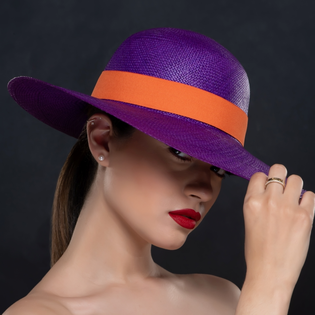 NAP4510 Purple Panama Straw Hat for Women - Lightweight & Breathable Summer Sun Hat for Beach, Travel, and Outdoor Activities
