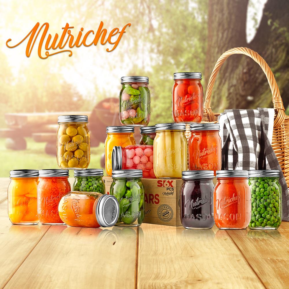 Premium Glass Mason Jars with Airtight Lids - 16oz, 32oz, 64oz Sizes - Ideal for Canning, Food Storage & DIY Crafts - Perfect for Home Kitchen, Pantry Organization & Wedding Decor