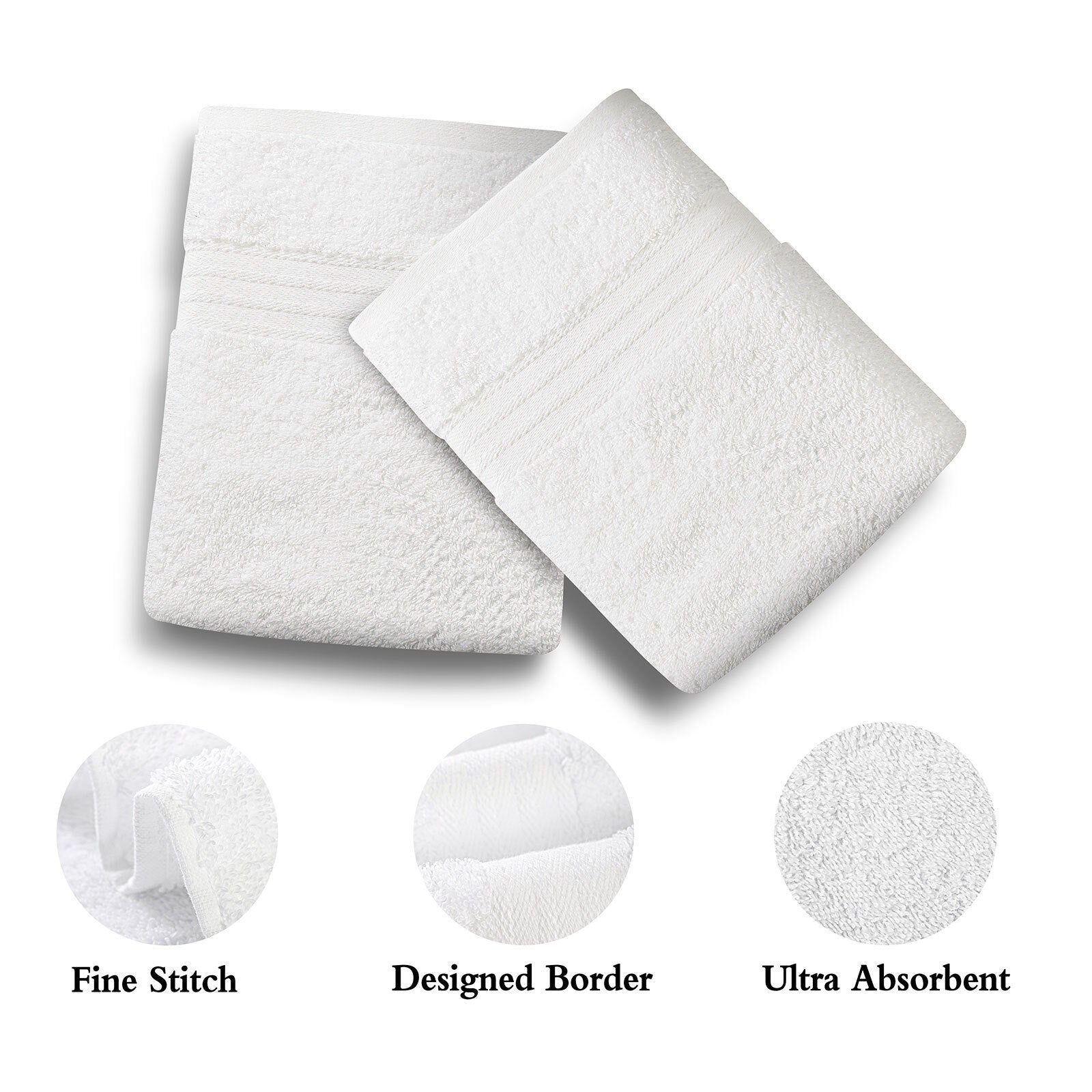 Premium 4-Piece Cotton Hand Towels Set by Linenland - Soft & Absorbent White Bath Towels for Spa, Gym & Guest Bathrooms