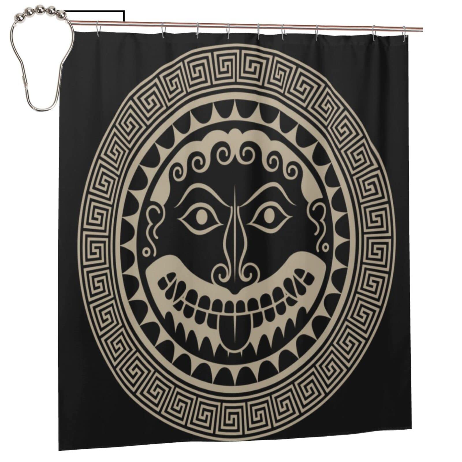 Gorgon Medusa Head Ancient Greece Shield Shower Curtain - Waterproof Thick Polyester Fabric Bathroom Decor with Hooks (66x72 Inches) - Perfect for Greek Mythology Themed Bathrooms & Unique Home Decor