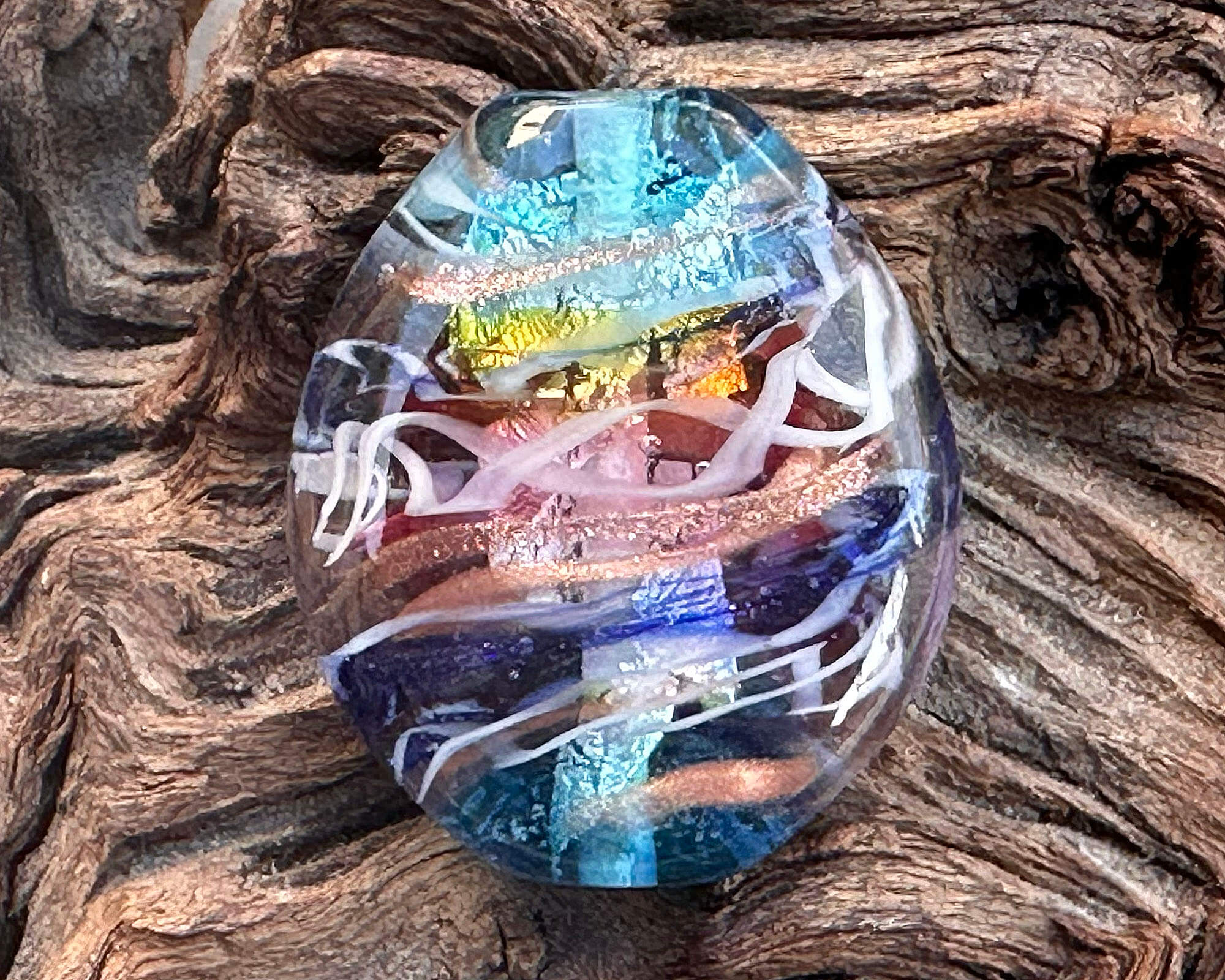 Aqua Shimmer Lampwork Glass Focal Bead for Jewelry Making - Handmade SRA Bead for Necklaces, Bracelets & DIY Crafts - Perfect for Boho, Beach & Artistic Jewelry Designs