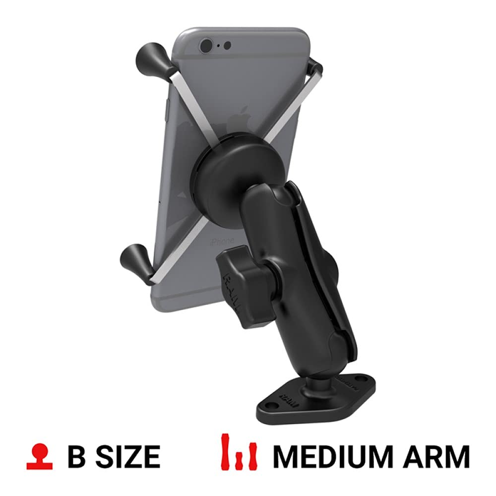 RAM Mounts X-Grip Large Phone Mount with Diamond Base RAM-B-102-UN10U & Medium Arm - Secure Phone Holder for Car, Motorcycle, and Bike
