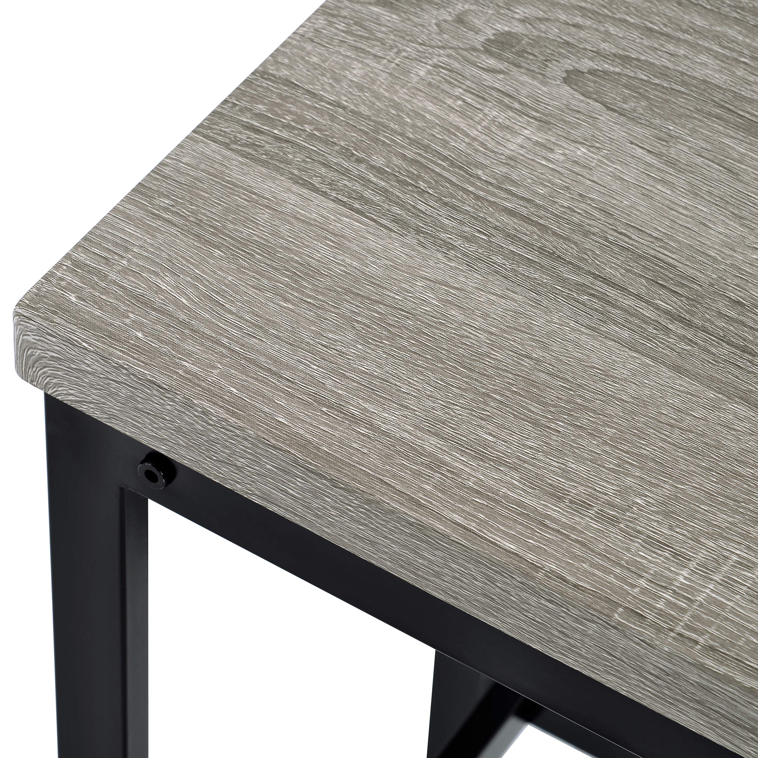 4-Piece Counter Height Extra Long Dining Table Set with 3 Stools - Gray Bar Table Set with Footrest for Pub, Kitchen & Small Space Dining - Perfect for Breakfast Nook, Apartment & Condo Living