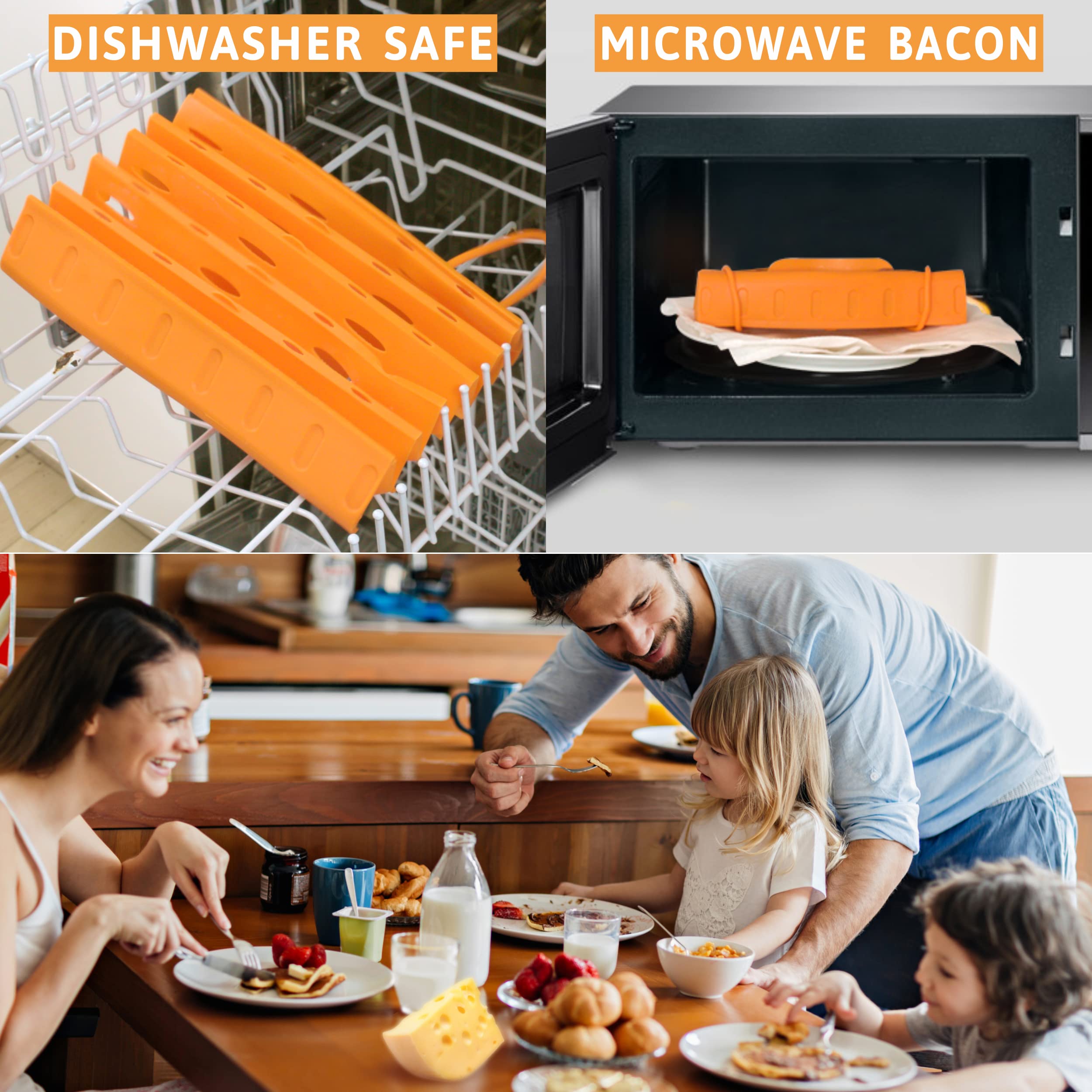Bad Boy Microwave Bacon Cooker - Crispy & Healthy Bacon Maker for Microwave Oven - Low Grease Cookware Set of 2 - Perfect for Quick Breakfast, Keto Diet & Camping Meals