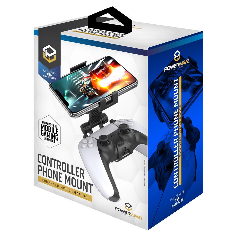 Powerwave PS5 DualSense Controller Phone Mount Holder - Compatible with iPhone 15/14/13 & Samsung Galaxy - Perfect for Mobile Gaming & Streaming on PlayStation 5