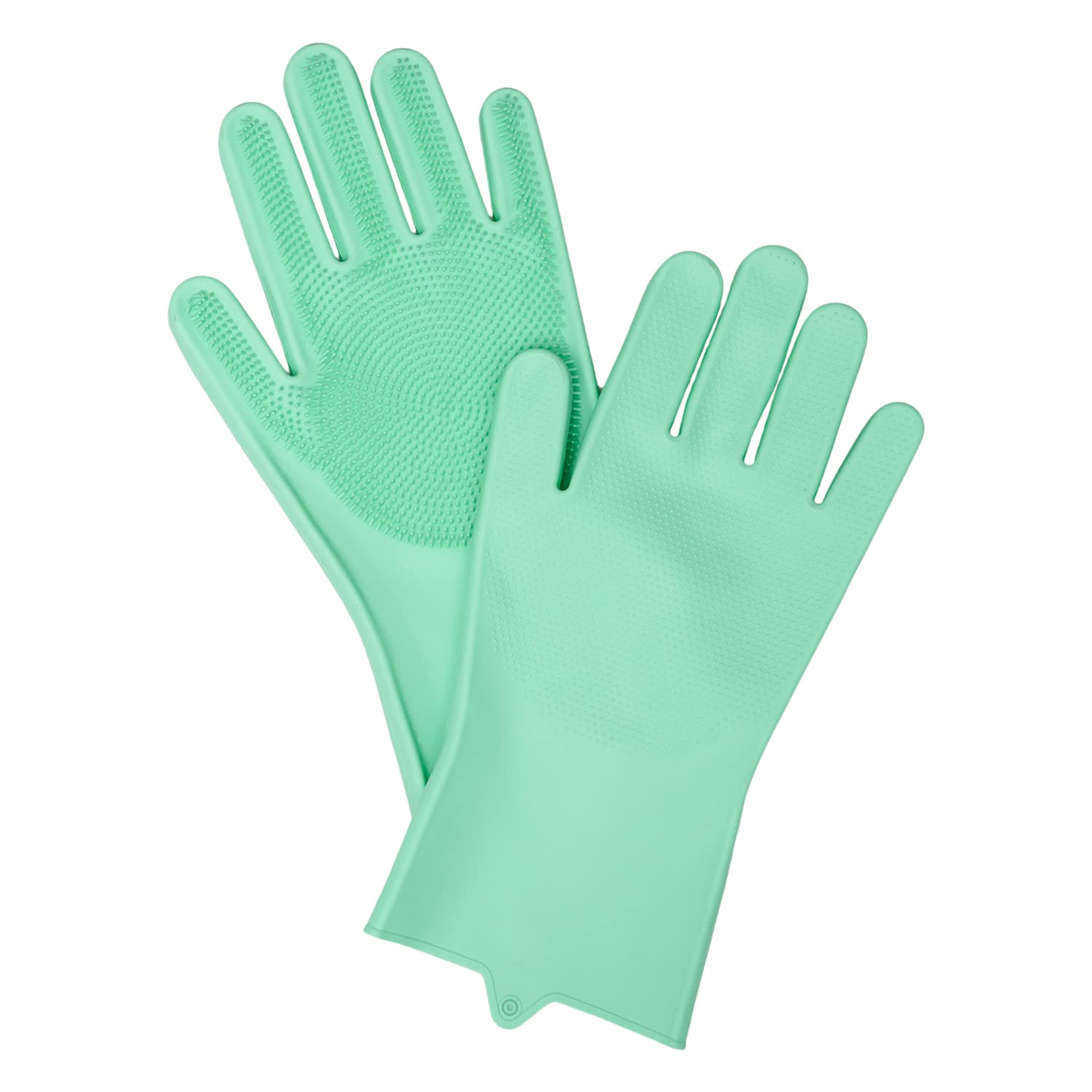 Kuber Industries Heat Resistant Silicone Kitchen Gloves - Dish Washing, Scrubbing, Car & Bathroom Cleaning Gloves - 1 Pair (Green) - Perfect for Cooking, Washing Dishes & Household Cleaning