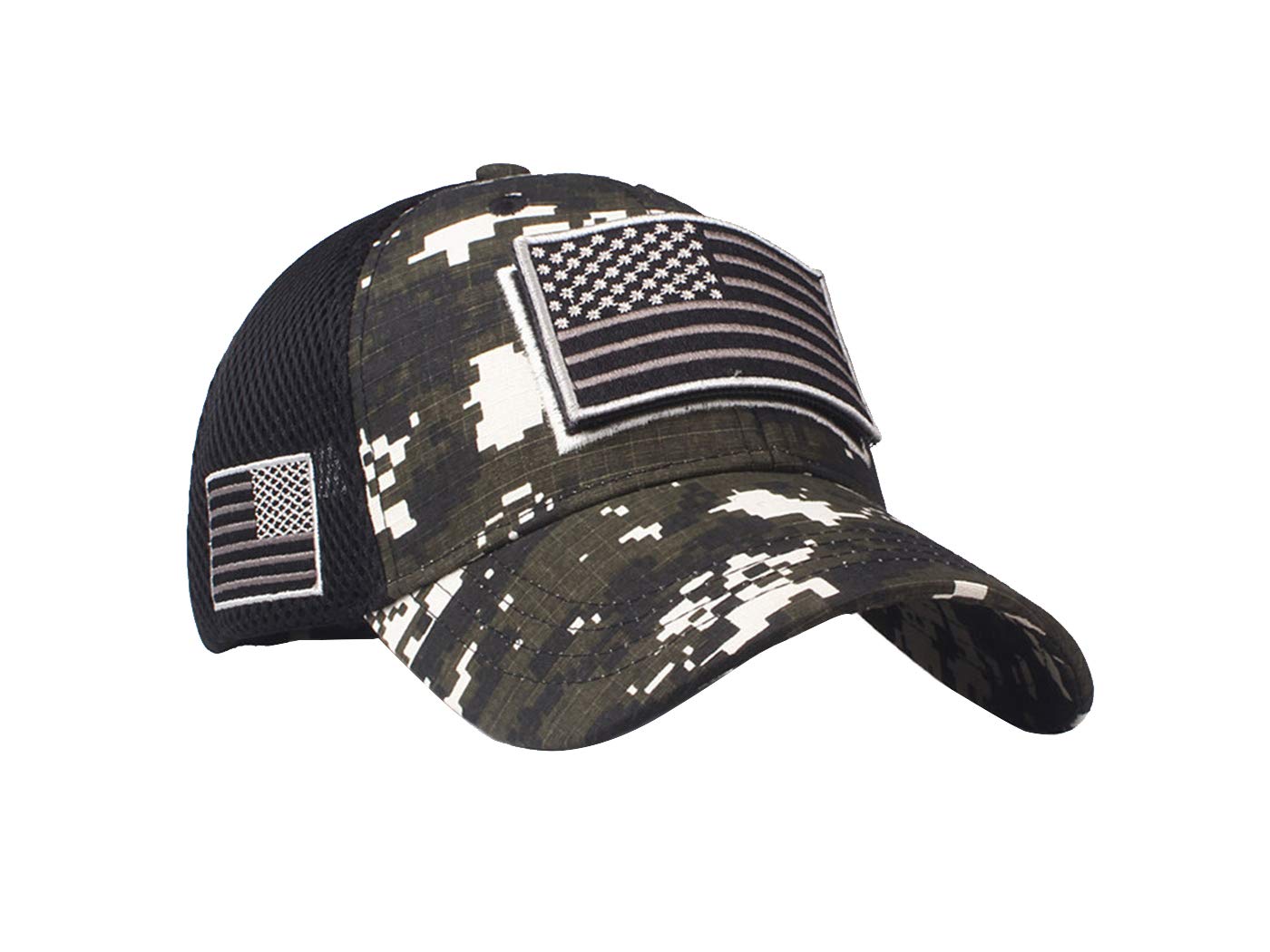 Anna-Kaci Camouflage Tactical Baseball Cap with USA Flag Patch - Military Style Trucker Hat for Outdoor, Hunting & Special Forces Enthusiasts