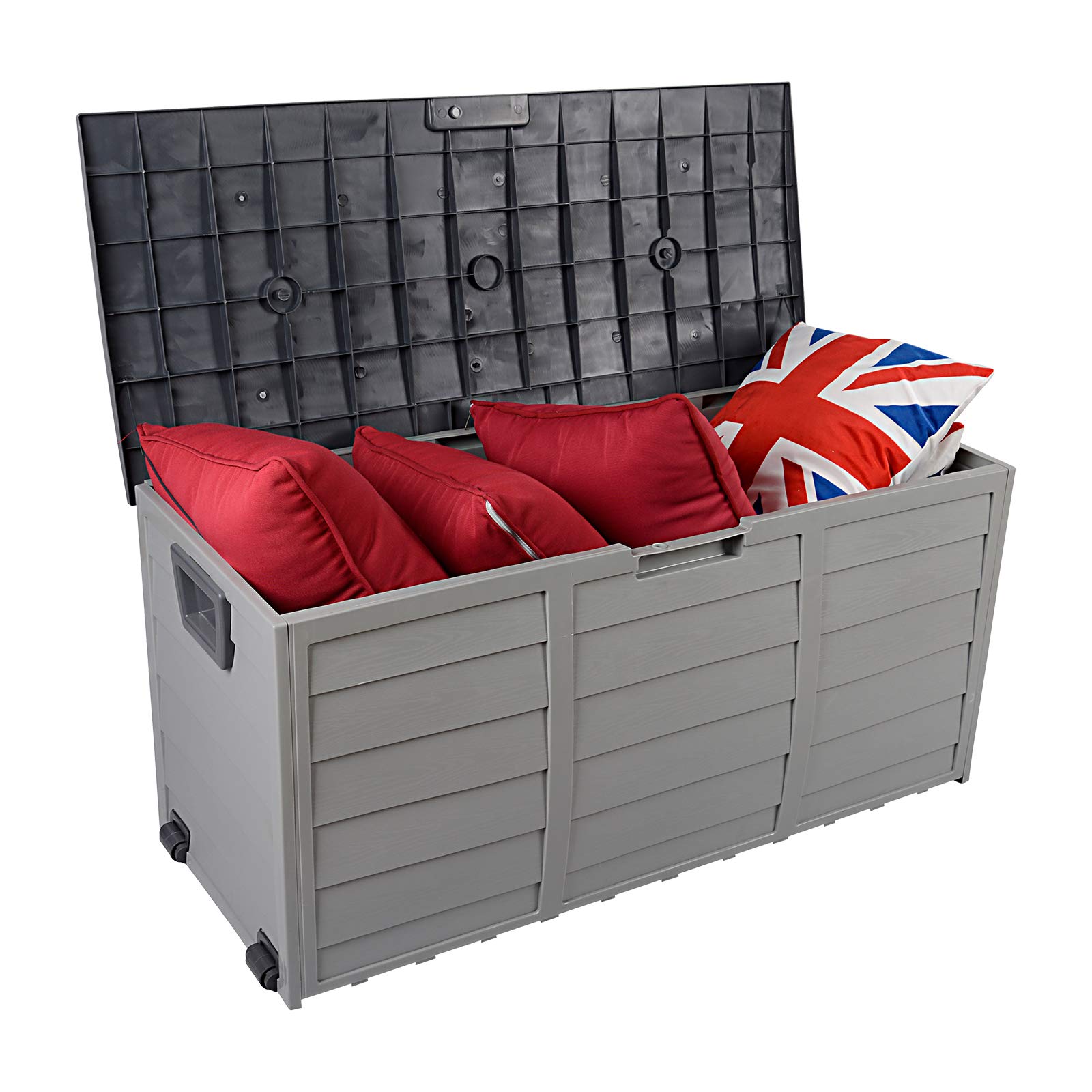 75 Gallon Waterproof Outdoor Storage Box - Deck Box for Patio Cushions, Furniture, Garden Tools & Pool Toys | Durable Gray Storage Container for Backyard, Poolside & Garden Organization