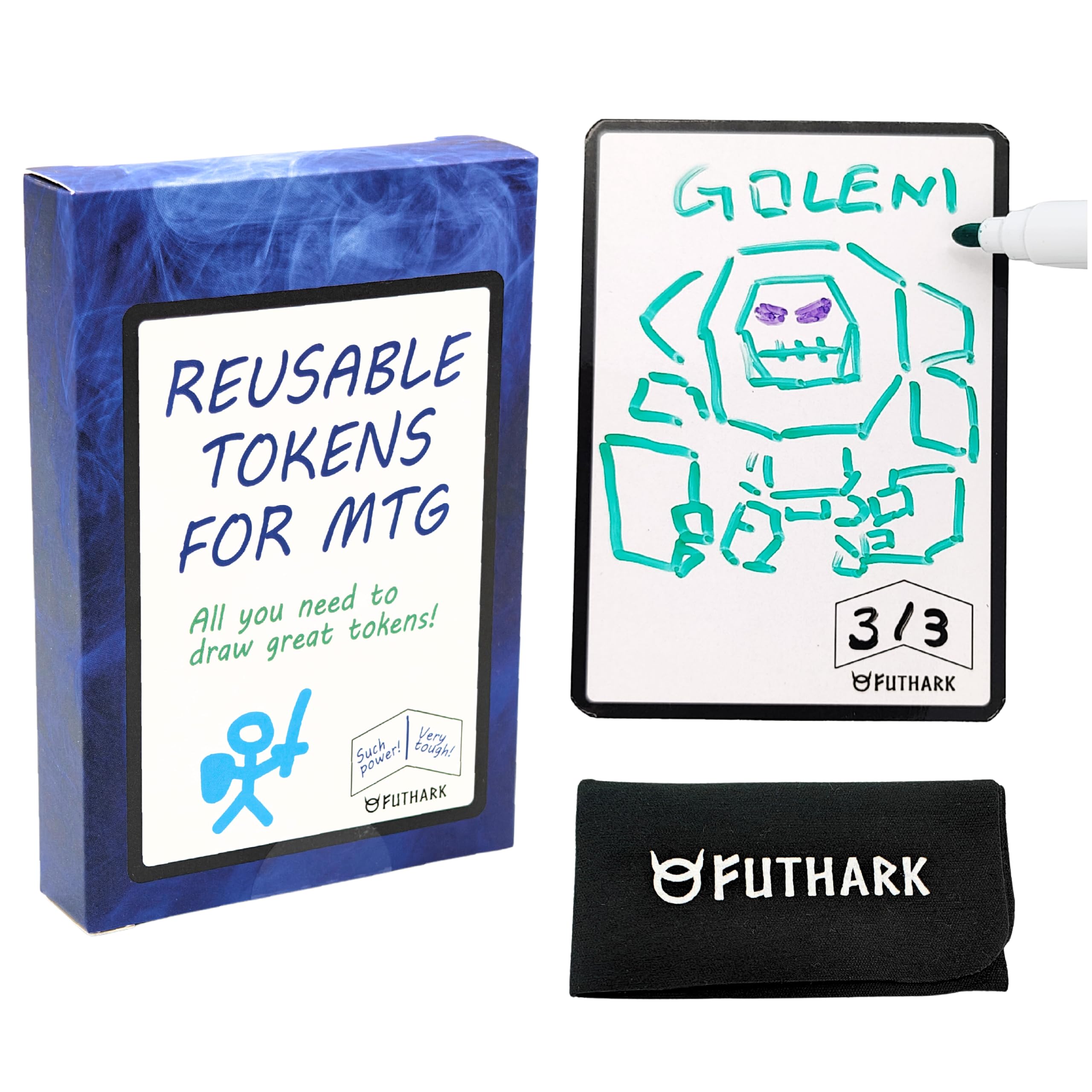 Futhark Dry Erase MTG Token Cards Set - Reversible Reusable Double-Sided Universal Proxy Tokens for Magic: The Gathering | Perfect for Game Nights, Tournaments & Collectors