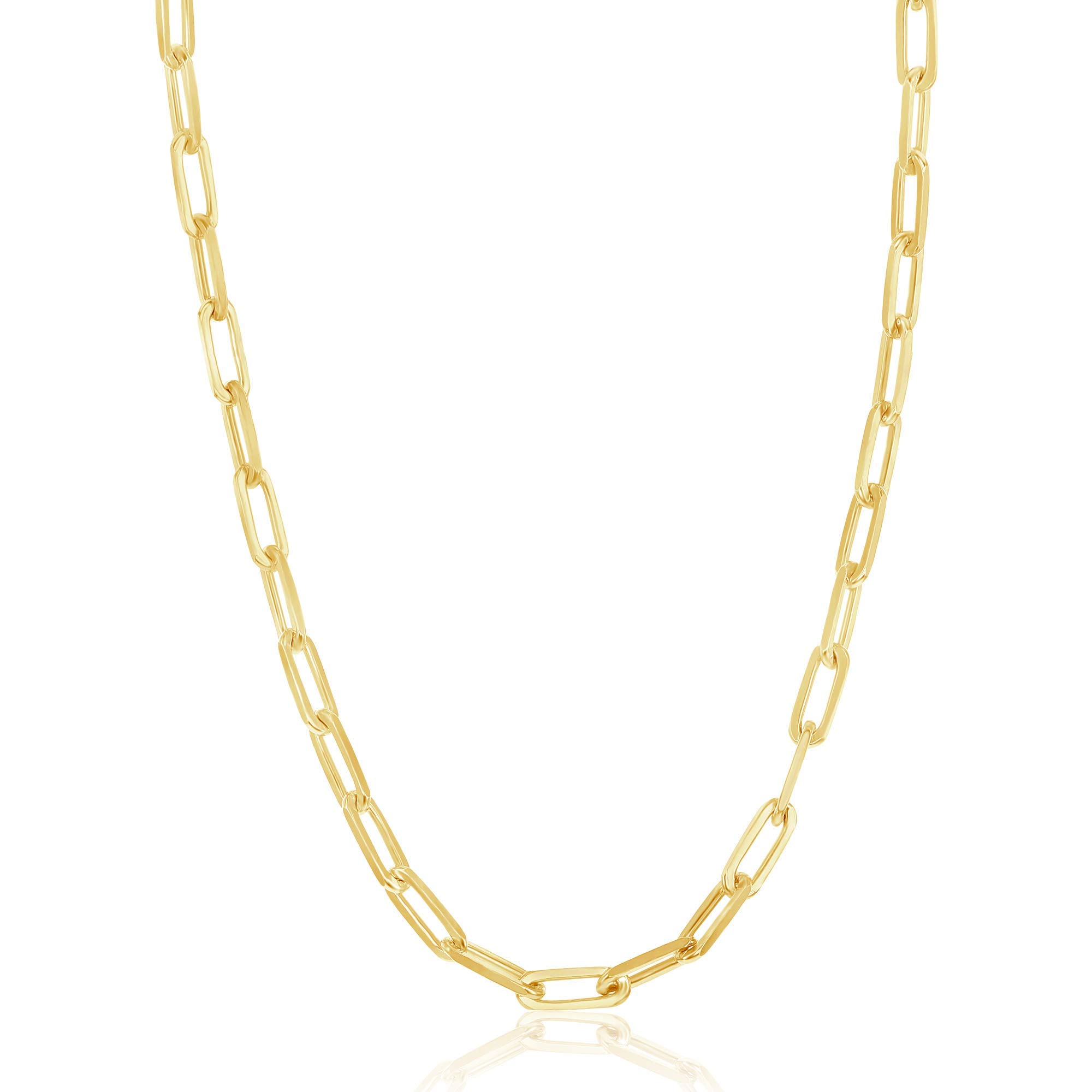 Beaux Bijoux Paperclip Chain Necklace for Women - Sterling Silver & 14k Gold Plated Trendy Layering Necklace | Adjustable Width & Length | Italian Crafted Fine Jewelry | Perfect for Everyday Wear, Office & Special Occasions