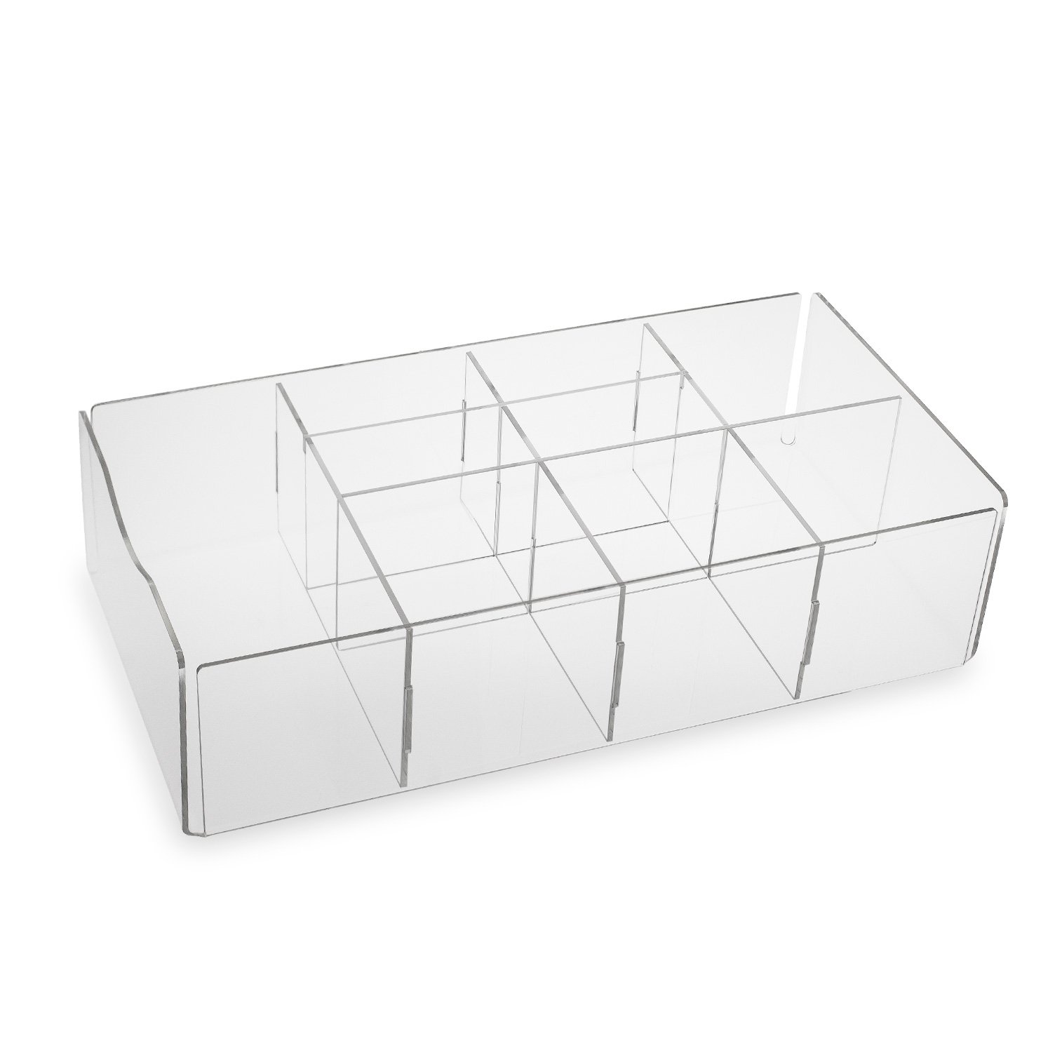 Source One 9-Compartment Clear Condiment Organizer with Eazy Change Dividers - Perfect for Cups, Lids, and Kitchen Storage (1 Pack) - Ideal for Restaurants, Food Trucks, and Home Organization