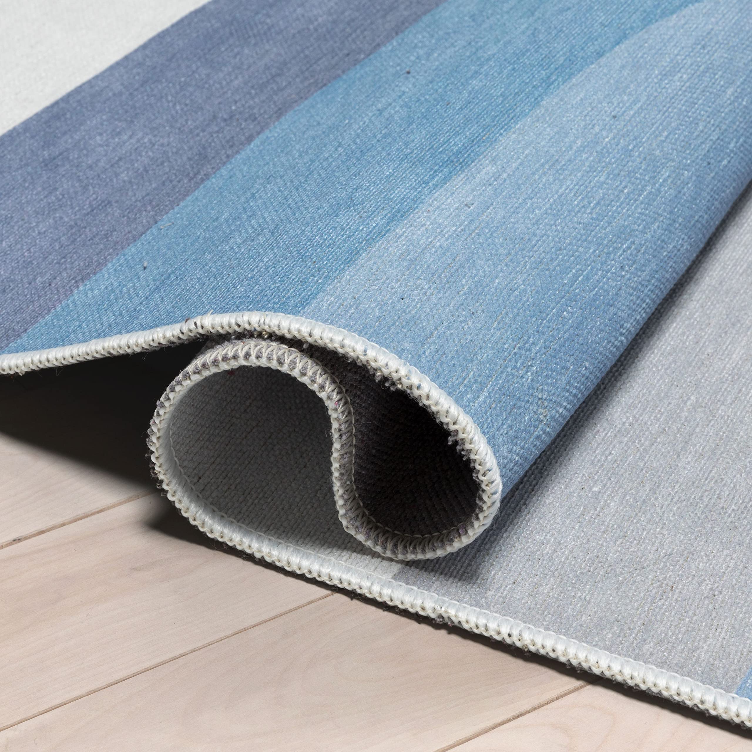 Well Woven Kids Rugs Twilight Rainbow 6' x 9' Blue Modern Printed Machine Washable Area Rug - Soft Playroom Carpet for Nursery, Bedroom & Daycare (Easy Clean Non-Slip Floor Mat)