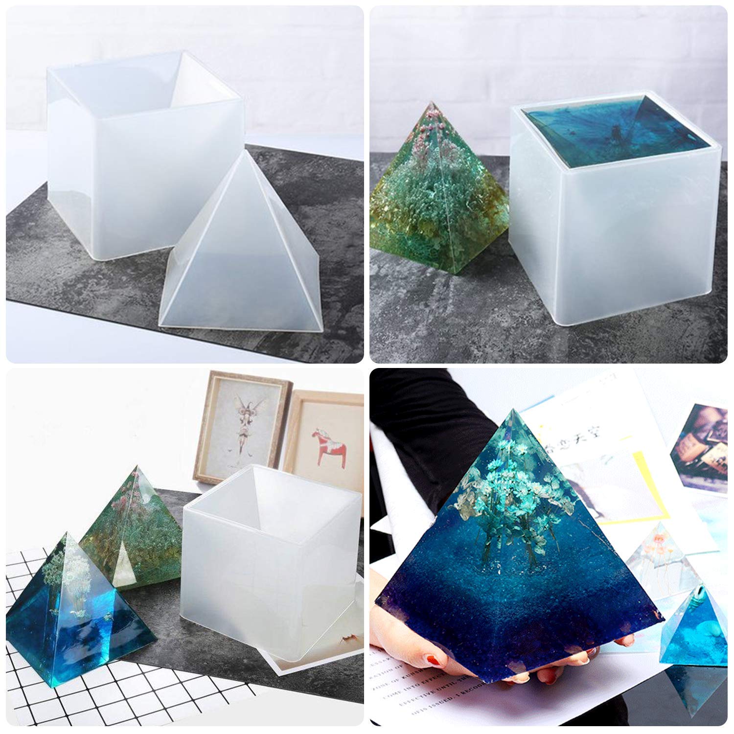 Premium Large Silicone Pyramid Molds for Resin Art - 15cm/5.9inch DIY Craft Molds for Memorial Gifts, Jewelry Making, Paperweights & Home Decor - Perfect for Epoxy Resin Projects, Unique Handmade Gifts & Creative Home Decoration Ideas