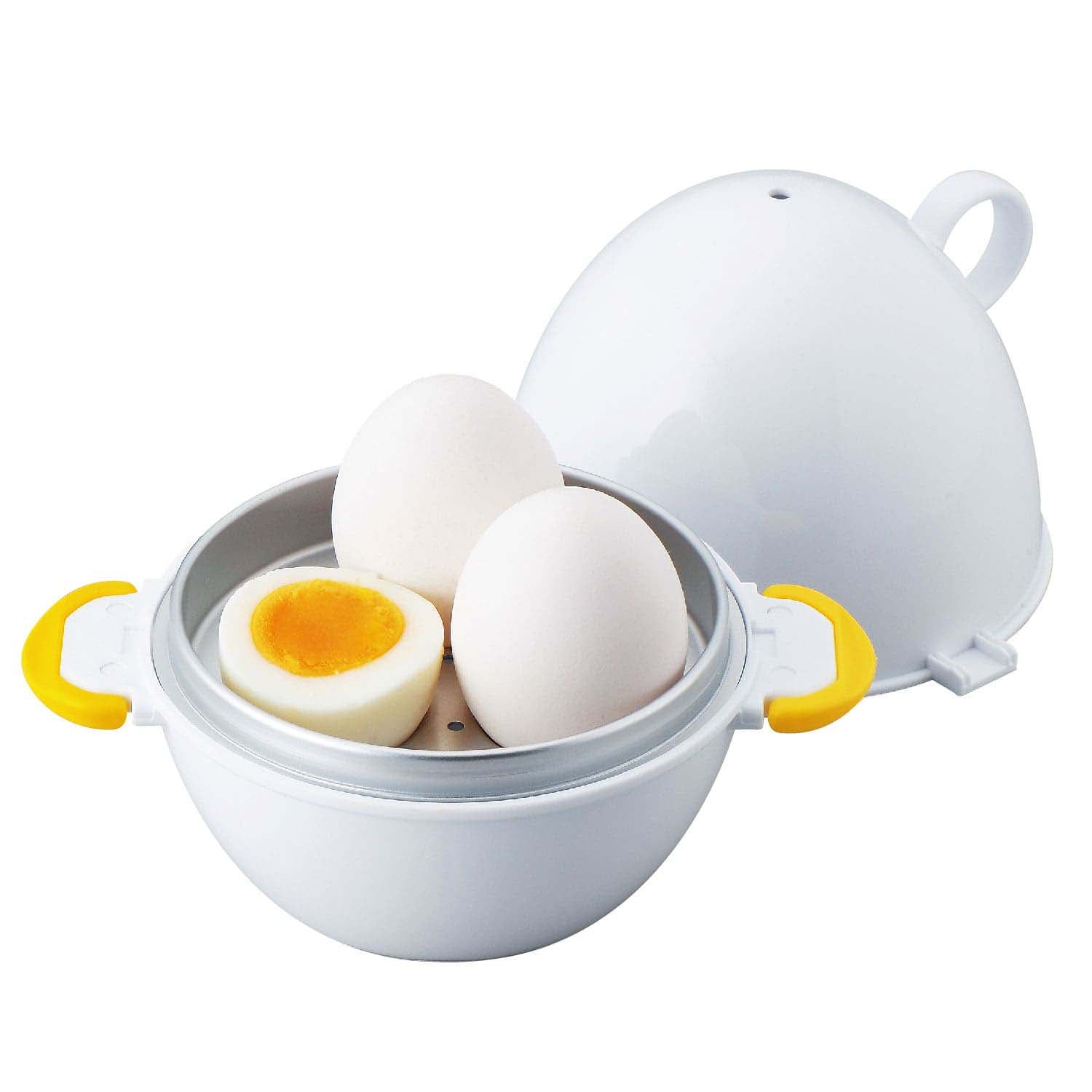 Akebono Microwave Egg Boiler - Quick & Easy 3-Egg Cooker for Perfect Hard, Medium or Soft Boiled Eggs - Ideal for Breakfast, Meal Prep & Keto Diet