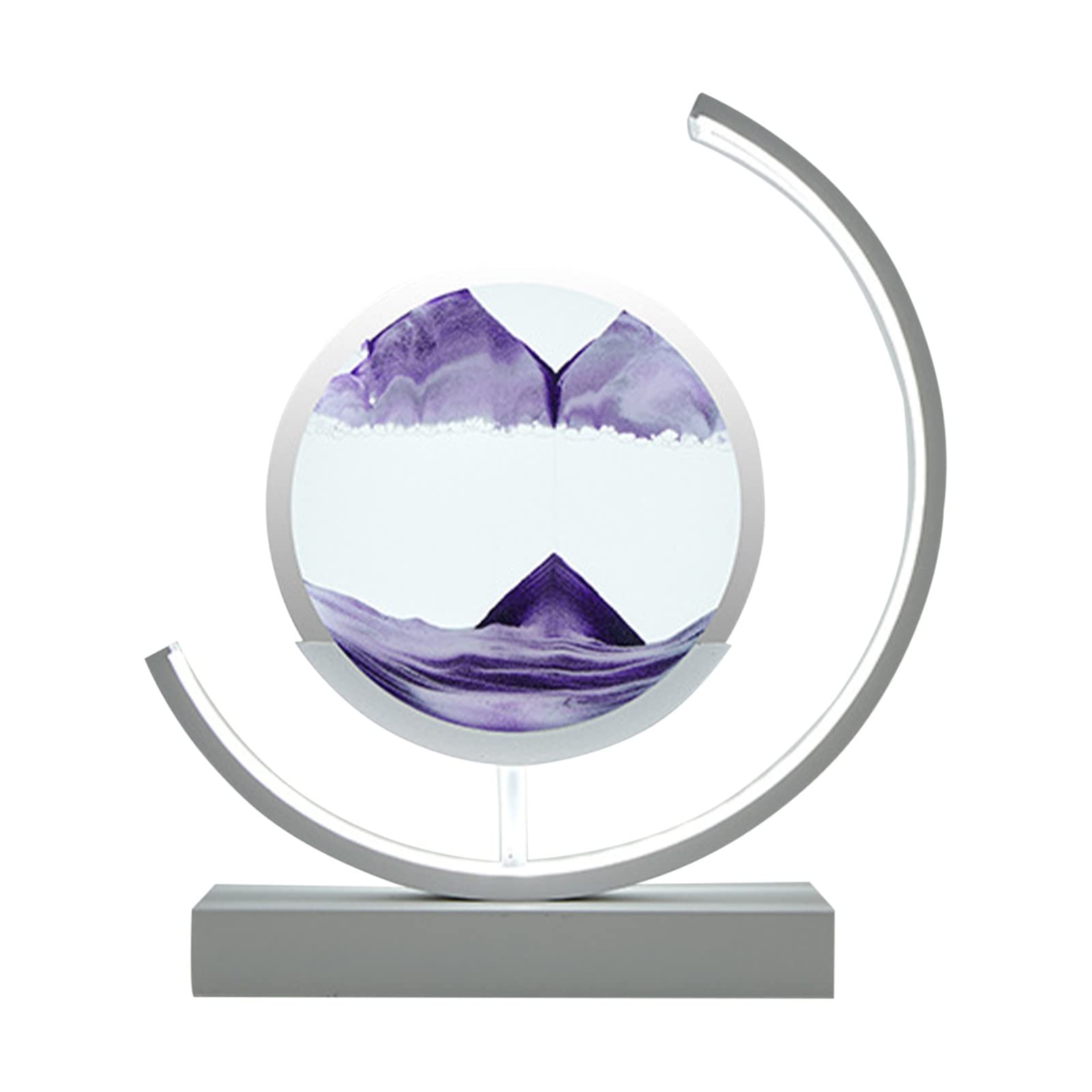 3D Hourglass Moving Sand Table Lamp - Purple Flowing Sand Painting Desk Light with 50ml Sand, Home & Office Decorative Lighting for Relaxation & Stress Relief