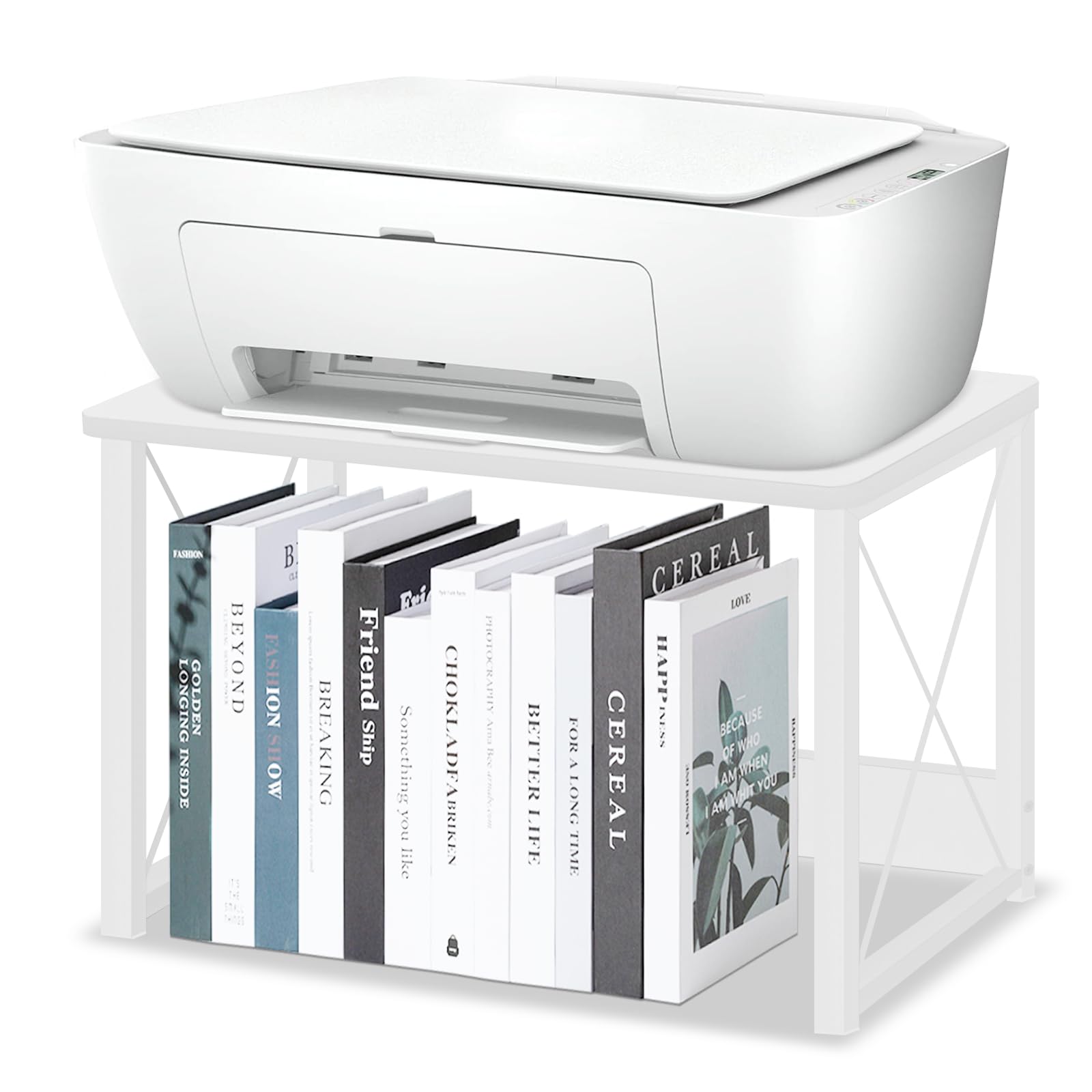 ELITEROO Modern Wood Printer Stand with Storage Shelf - Under Desk Organizer for Printer, Fax Machine, Copier & Scanner - Home & Office Workspace Solution (White) - Perfect for Small Spaces & Clutter-Free Desks