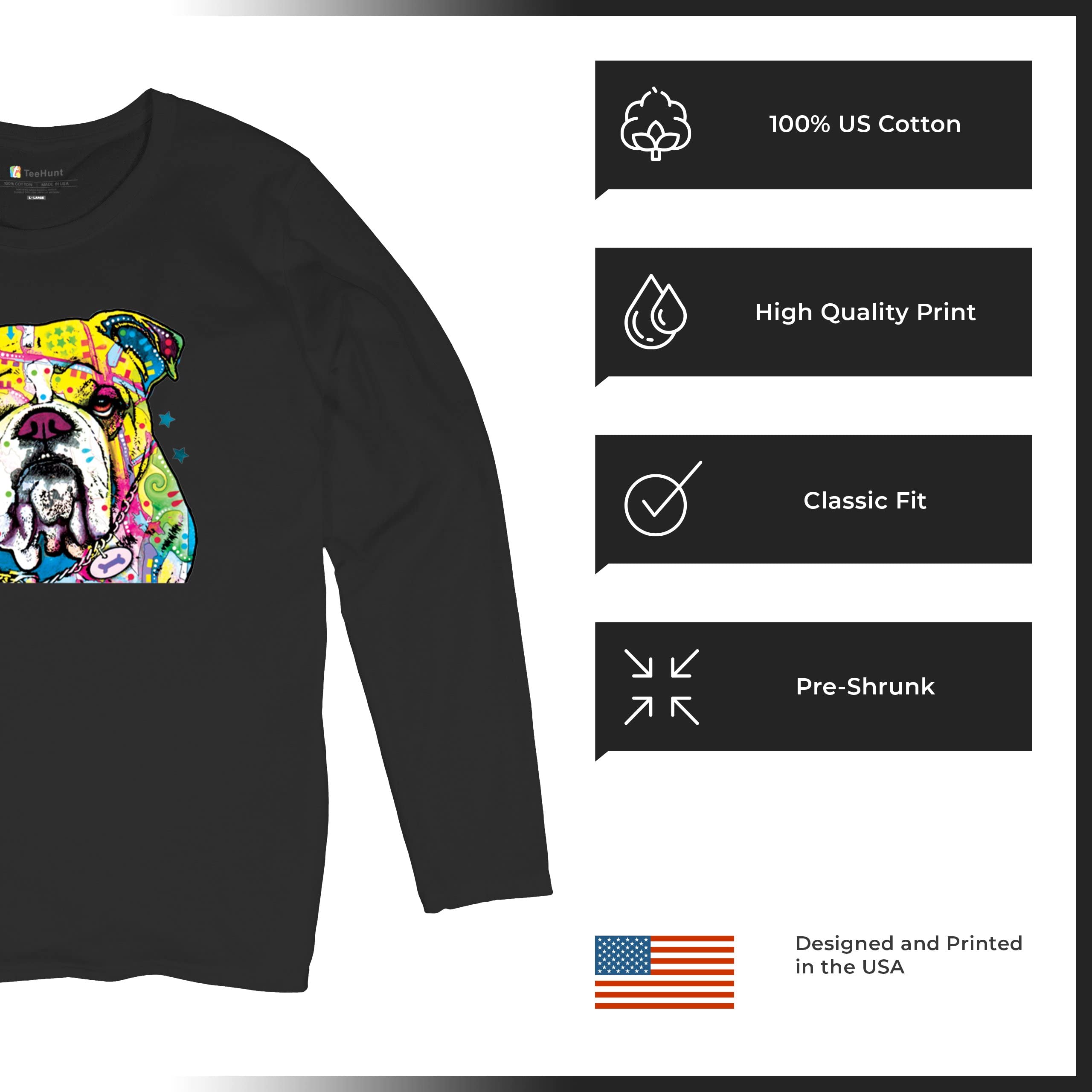 Dean Russo Serious Bulldog Women's Long Sleeve T-Shirt - Best Friend Pet Paw Design for Casual Wear & Dog Lover Gifts