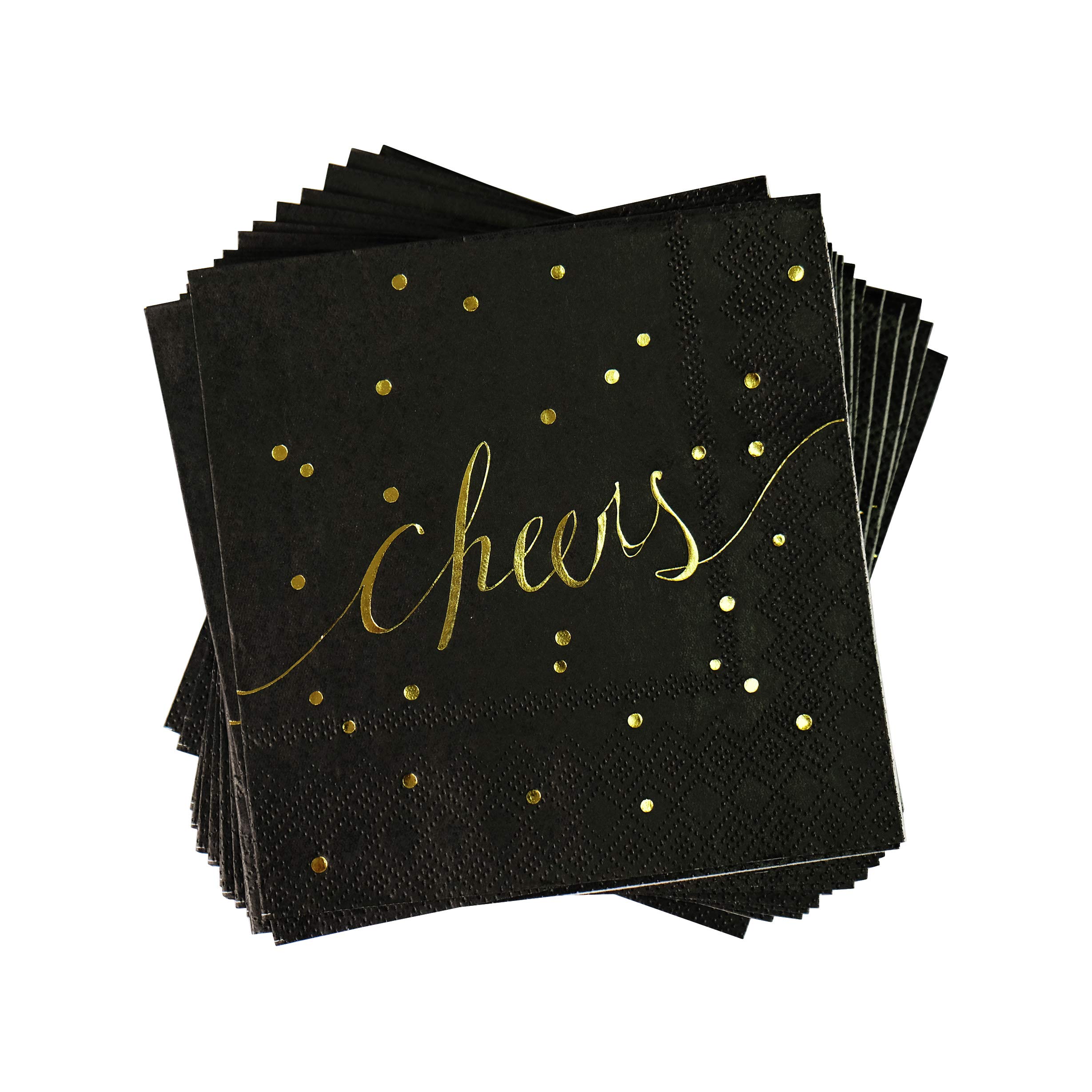 Premium Black and Gold Disposable Bar Napkins - 3-Ply Cocktail Beverage Napkins for Bachelorette Parties, Weddings & Events - Pack of 100 by Simple-Glee - Perfect for Upscale Gatherings, Cocktail Hours & Themed Celebrations