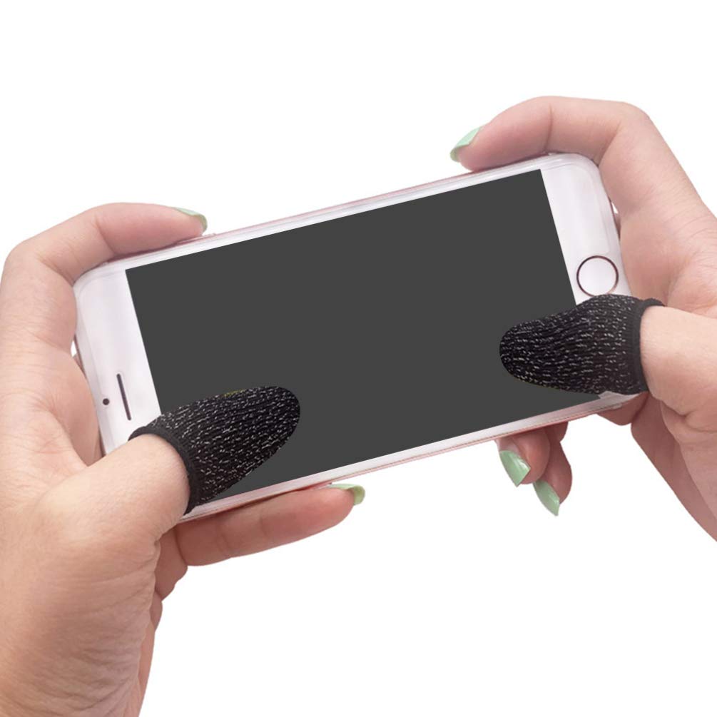 NUOBESTY 10-Pack Anti-Sweat Breathable Gaming Finger Sleeves - Touchscreen Phone Grip Protectors for Mobile Gaming | Comfortable Joystick Grips for Men & Women - Perfect for PUBG, Call of Duty & Fortnite Gameplay