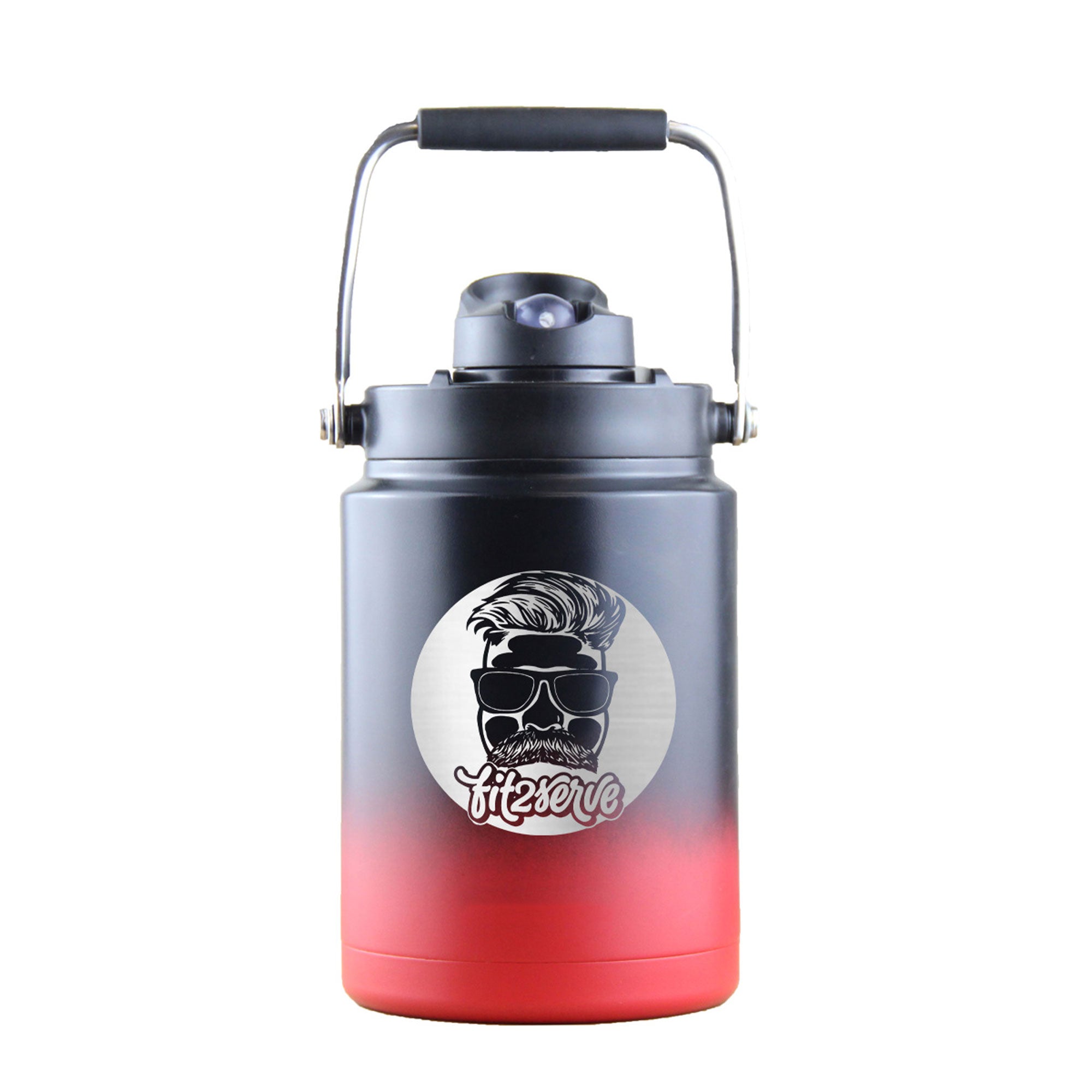 FIT2SERVE Custom Half Gallon Water Jug - Personalized Insulated Stainless Steel Water Bottle for Gym, Hiking & Outdoor Activities