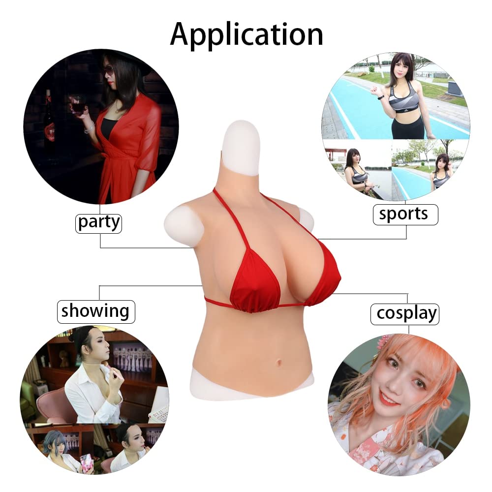 Premium Silicone Breast Forms for Crossdressers & Transgender - Natural Looking Half Body Fake Boobs for Drag Queen Costumes, Cosplay & Gender Affirmation - Soft, Comfortable & Realistic Prosthetics for Daily Wear & Special Occasions