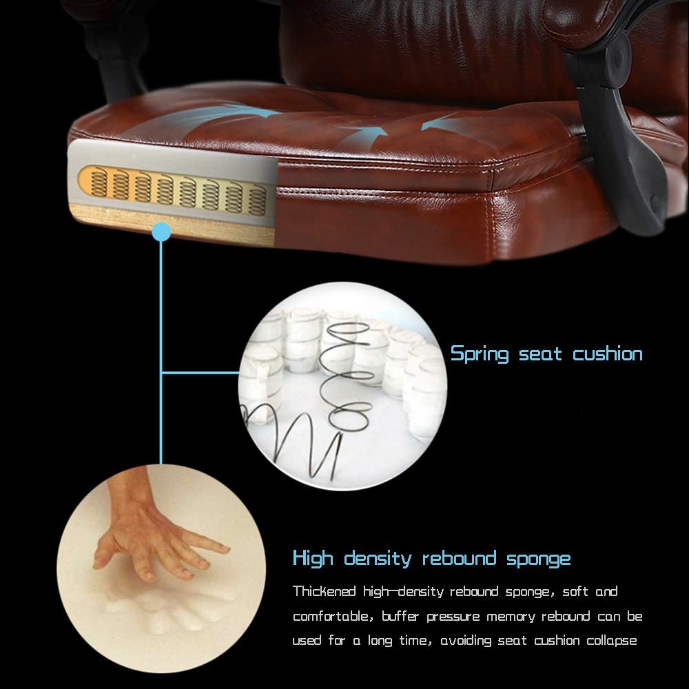 Ergonomic High Back PU Leather Gaming Chair with Footrest & Reclining - Racing Style Office Computer Desk Chair for Home, Office & Meeting Rooms (Brown) - Perfect for Long Gaming Sessions & Work From Home Comfort