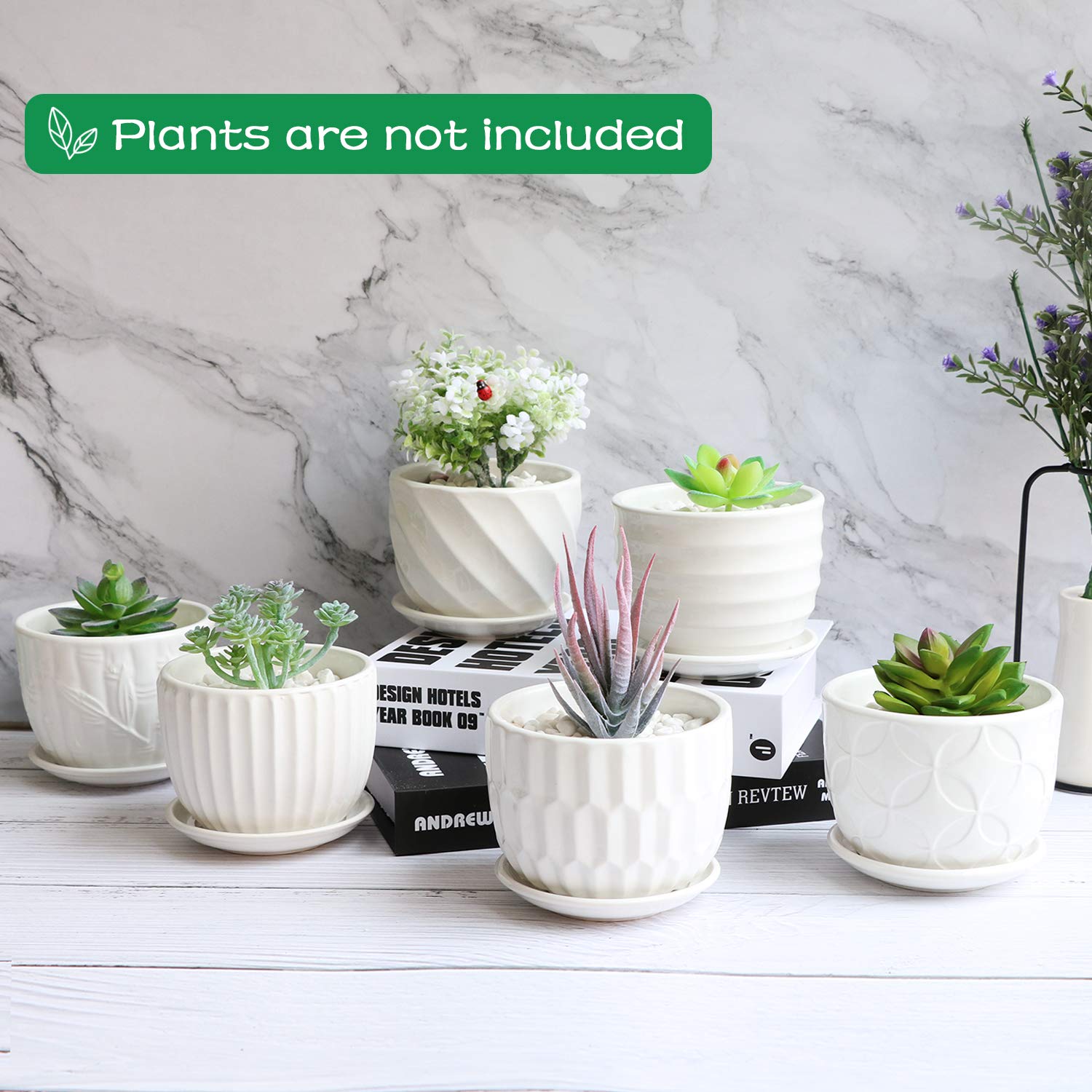 Brajttt 4 Inch White Ceramic Flower Pots with Saucers - 6 Pack Mini Cylinder Planters for Succulents, Snake Plants & Small Herbs - Perfect for Home Decor, Office Desk & Indoor Gardening