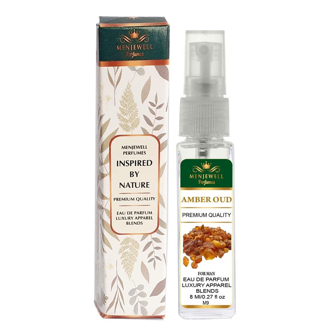 Menjewell Amber Oud Eau De Parfum for Men - 8ml Luxury Cologne | Premium Long-Lasting Fragrance with Amber & Oud Notes | Perfect for Date Nights, Special Occasions & Daily Wear
