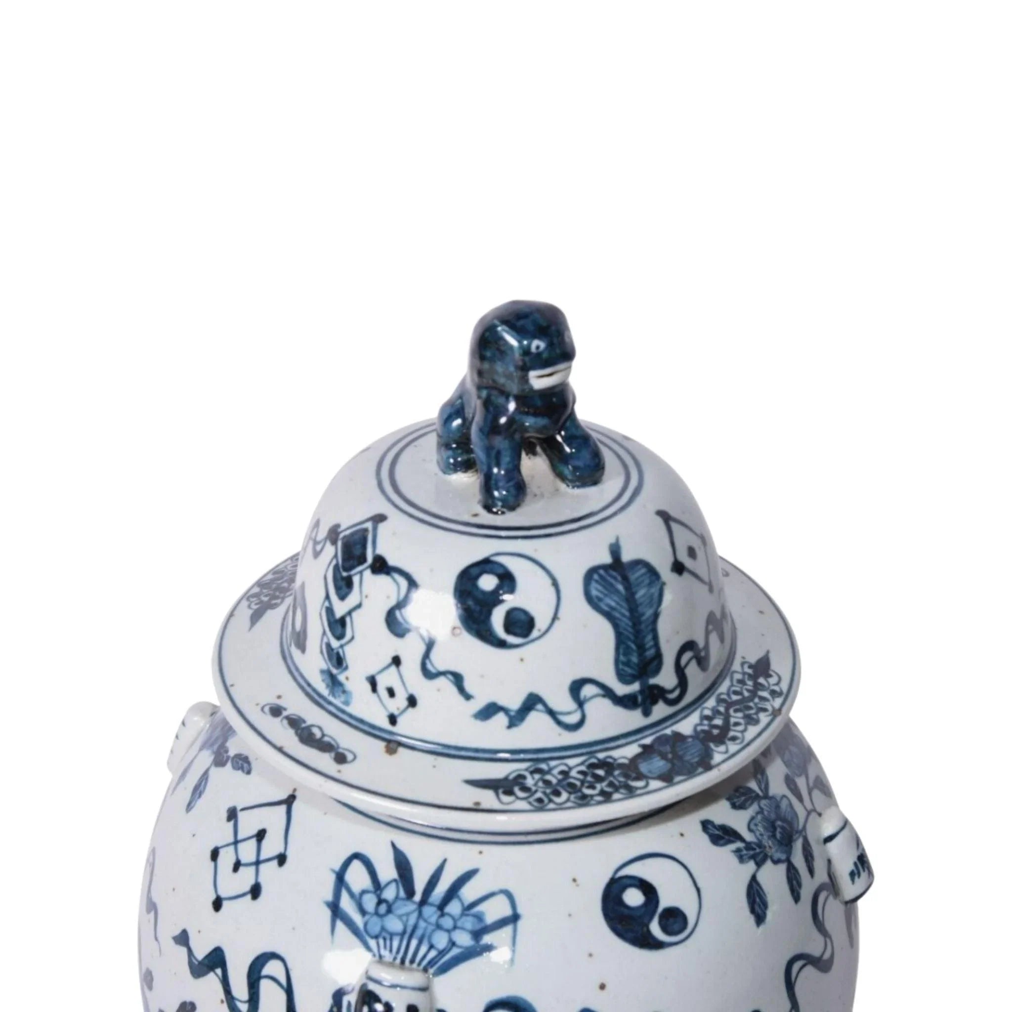 Antique Blue and White Porcelain Temple Jar - Handcrafted Chinese Ceramic Vase for Home Decor, Feng Shui, and Collectibles | Perfect for Living Room, Office, or Gift Giving