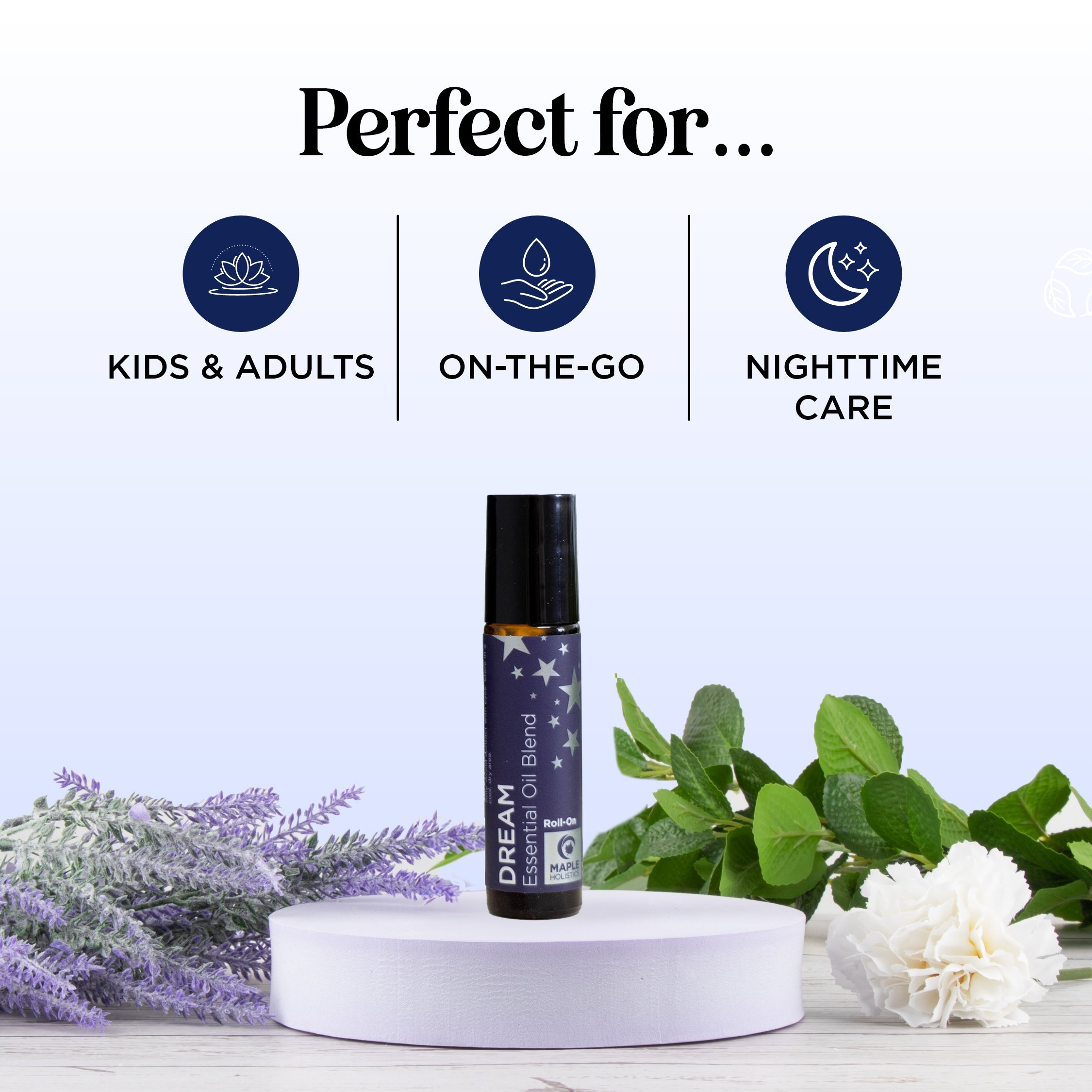 Dream Essential Oil Blend Roll On - Relaxing Aromatherapy for Sleep & Stress Relief - Perfect for Nighttime Routine & Meditation