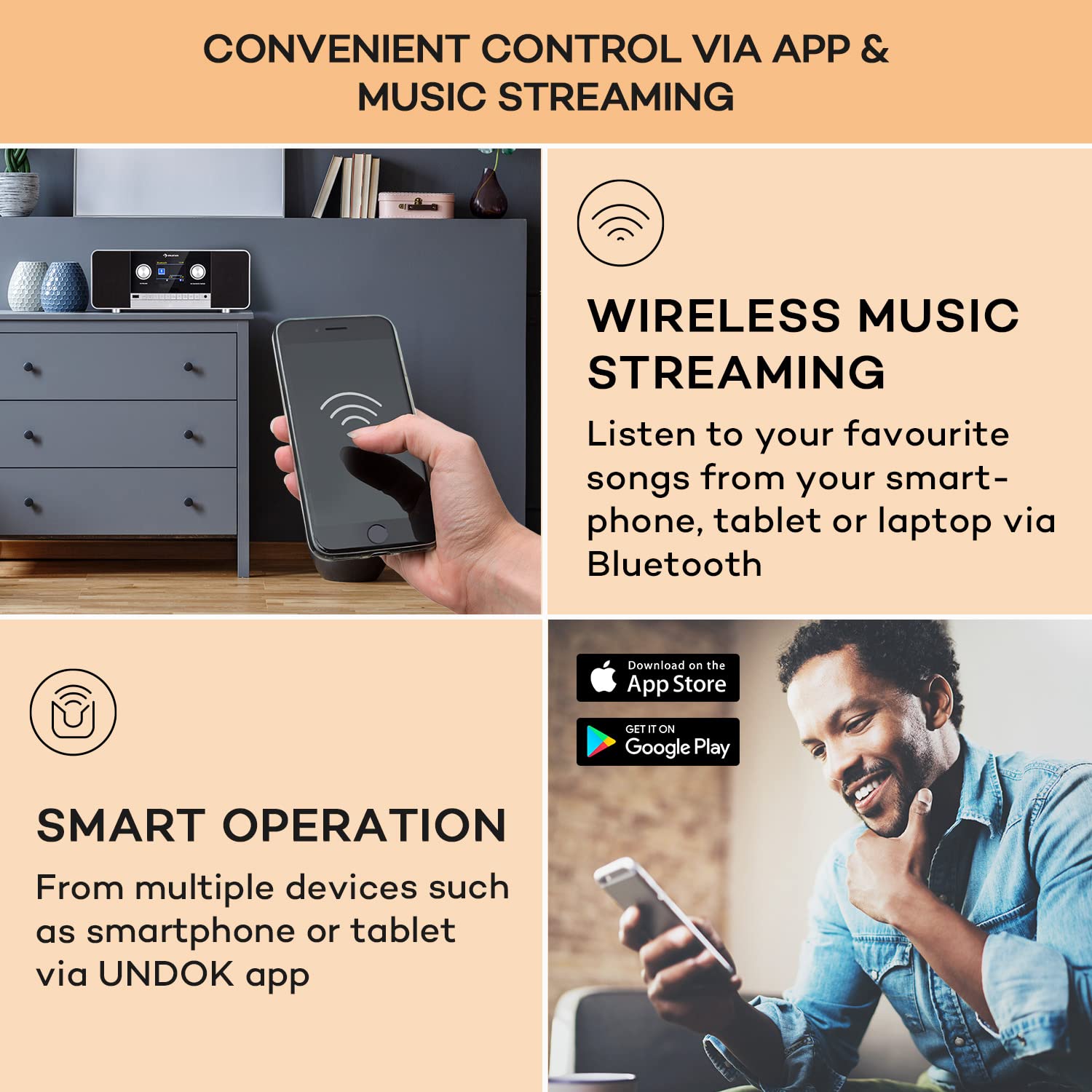 Portable Rechargeable DAB Radio with Bluetooth 5.0 | DAB/DAB+/FM Digital Radio | 15W Stereo Speakers & TFT Display | Streaming Support & Alarm Clock | 5h Battery Life | Perfect for Bedroom, Kitchen, Office & Outdoor Use
