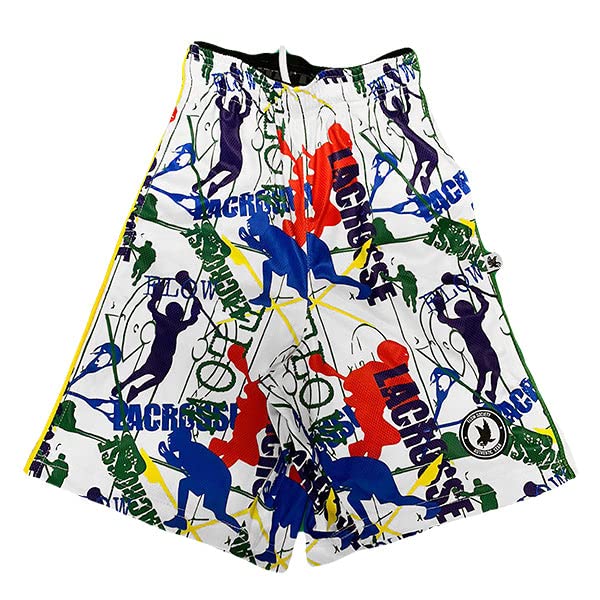 Flow Society Red, White & Blue Boys Lacrosse Shorts - Breathable Athletic Shorts for Youth LAX Players | Perfect for Practice, Games & Summer Sports Activities