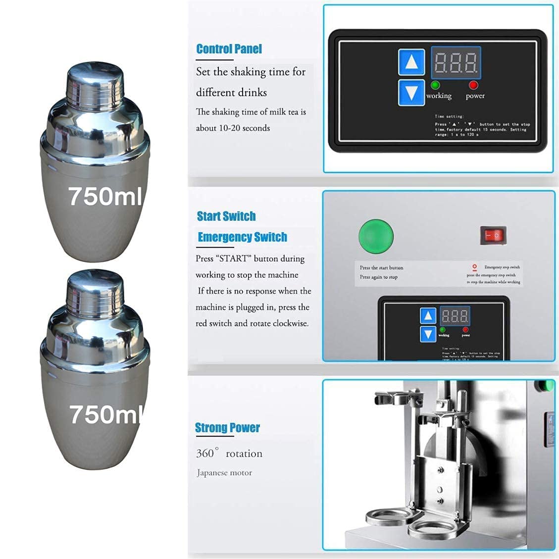 INTSUPERMAI Electric Bubble Boba Milk Tea Shaker - Double Cup Commercial Tea Mixer with 1-120s Timer, 110V for Milk Tea, Juice & Cocktail Mixing - Perfect for Tea Shops, Cafes & Home Bar Use