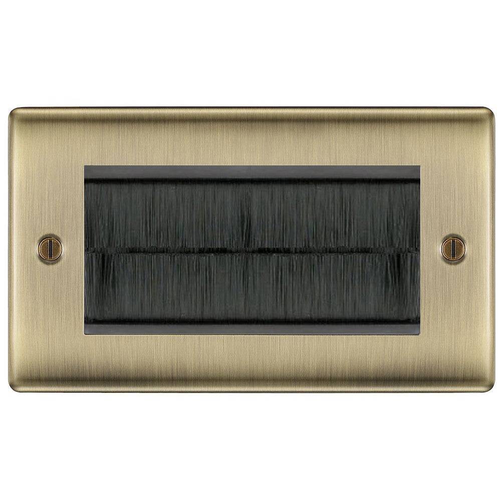 BG Nexus Metal Antique Brass 4G Cable Brush Outlet NABEMR4BR - Vintage Style Electrical Cover Plate for Home & Office Decor