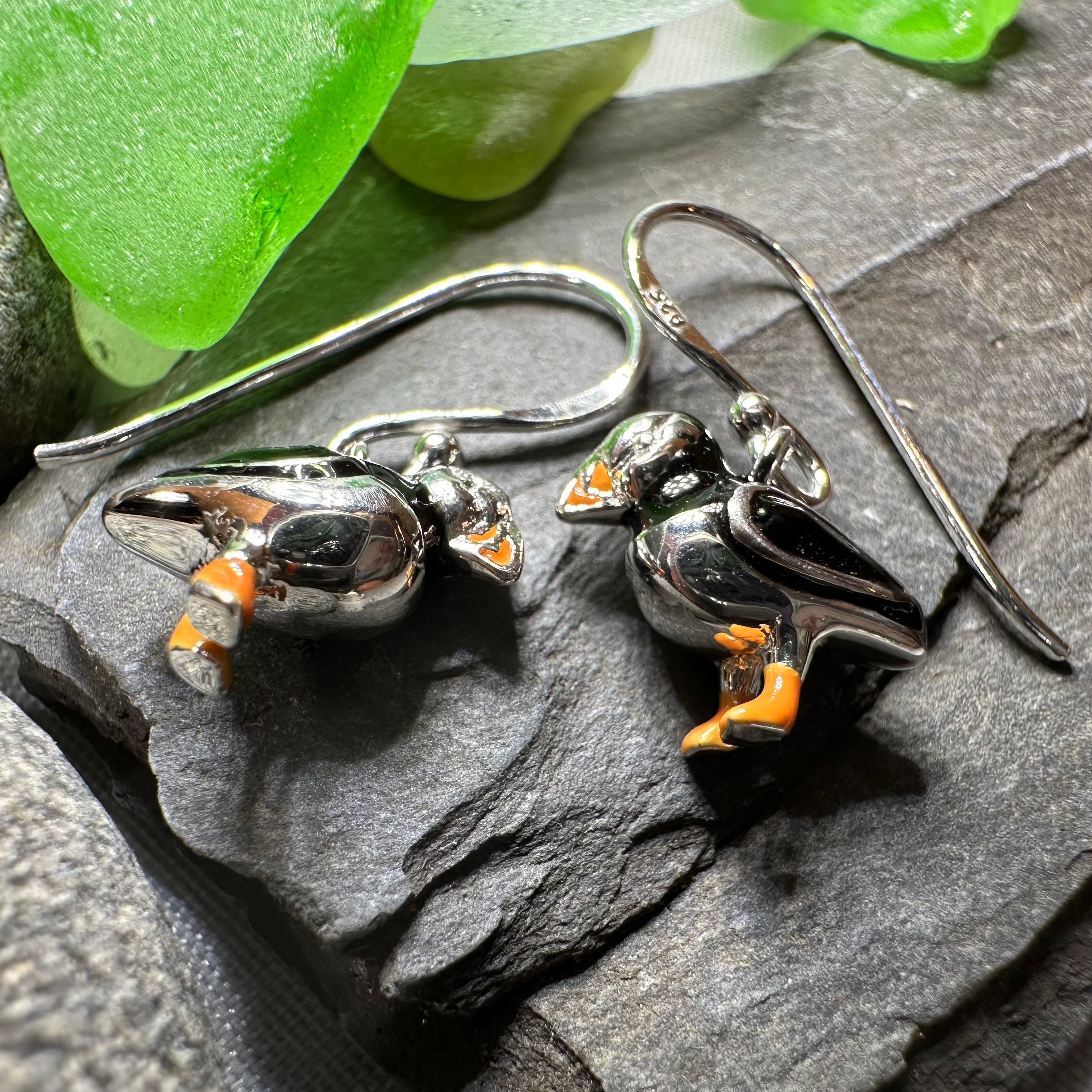 Handmade Enamel Puffin Earrings - Cute Bird Jewelry for Women - Perfect Gift for Nature Lovers & Bird Enthusiasts - Great for Casual Wear, Beach Vacations & Outdoor Adventures