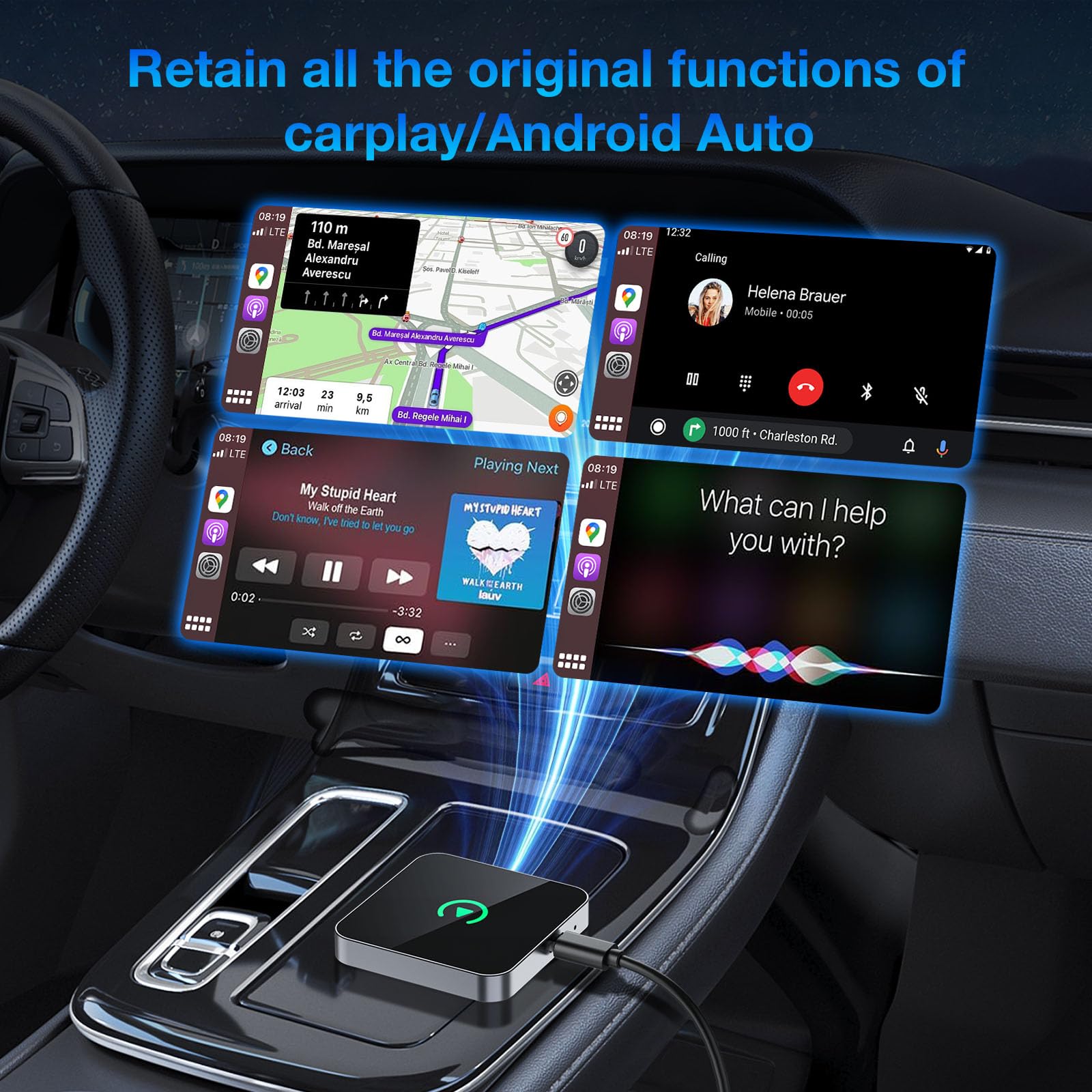 Wireless Apple CarPlay & Android Auto Adapter - 2025 Plug & Play Bluetooth Dongle for iPhone iOS 10+/Android 11+ - Convert Wired to Wireless CarPlay - Perfect for Tesla, Toyota, Honda & More Cars