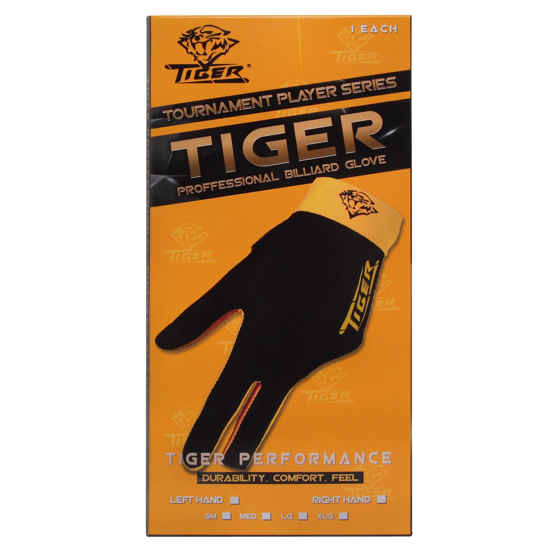 TIGER Billiard Glove for Left Hand - Medium Size Pool Gloves for Snooker & 8/9 Ball Players - Perfect for Professional Cue Sports & Smooth Stroke Control